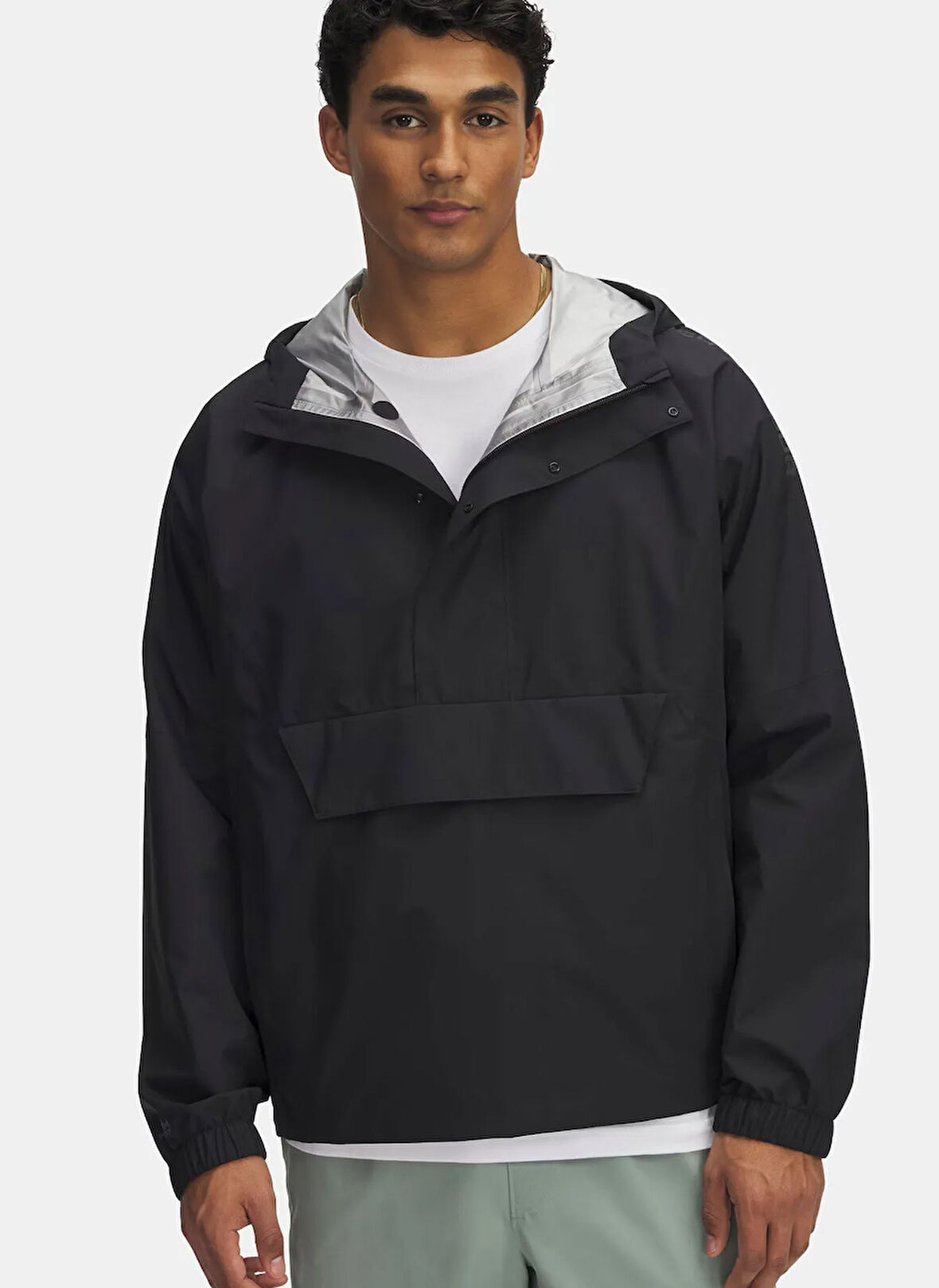 Under Armour 1388821-001-CLOUDSTRIKE ANORAK Siyah Kapüşon Yaka Normal Düz Erkek Yağmurluk