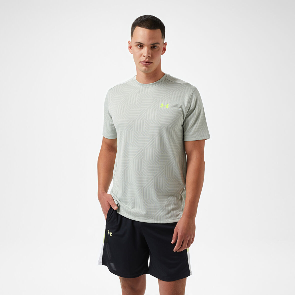 Under Armour Tech Vent Geotessa Ss Erkek Yeşil Antrenman T-Shirt