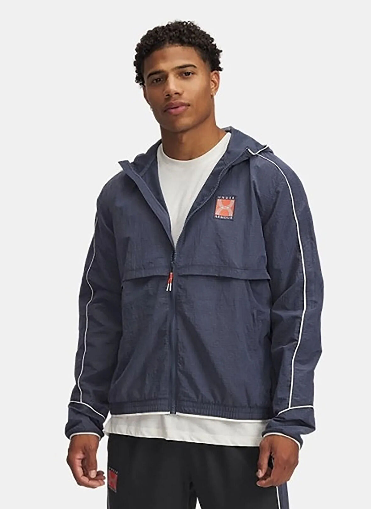 1389825-044 UA Run 96 Jacket Fitted Gri Erkek Zip Ceket