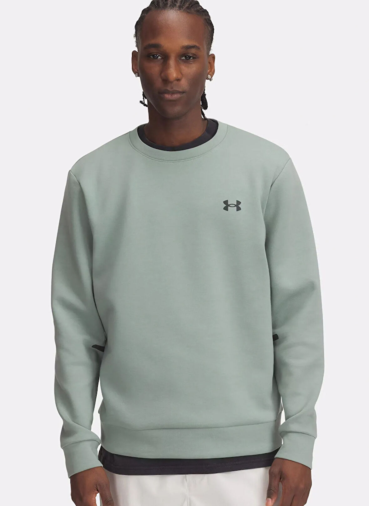 1389351-348 UA Unstoppable Flc Crew Yuvarlak Yaka Fitted Yeşil Erkek Sweatshirt