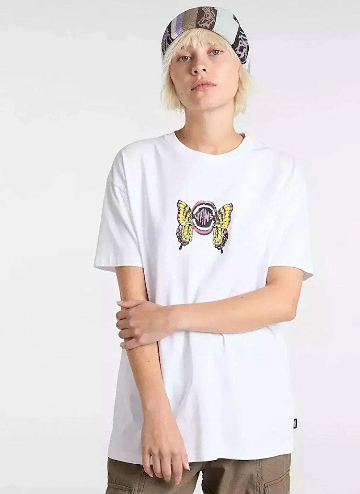 Vans VN000NXCWHT1-ETHEREAL OS SS Beyaz Yuvarlak Yaka Normal Düz Kadın T-Shirt