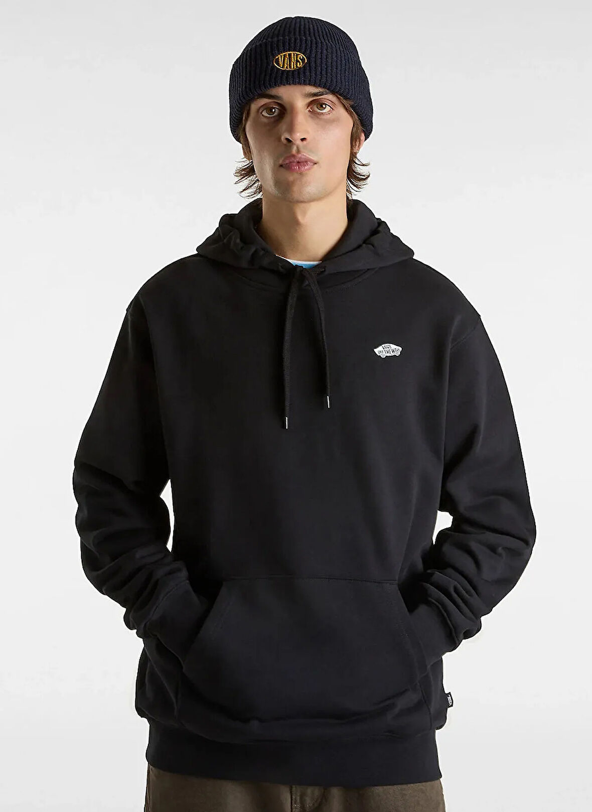 Vans VN000P52Y281-STYLE 76 II LOOSE FT C Siyah Kapüşon Yaka Normal Düz Erkek Sweatshırt