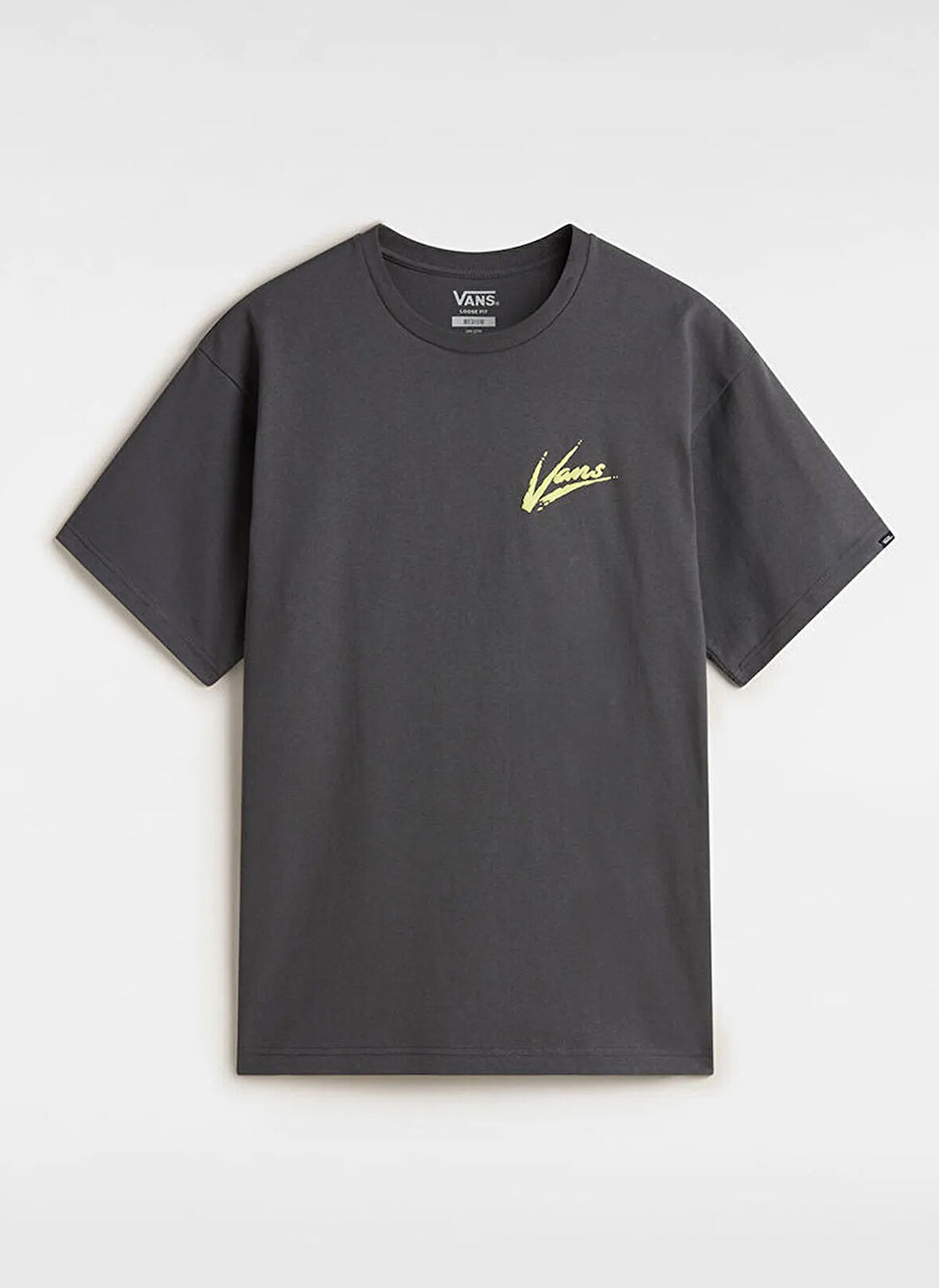 Vans VN000K42EBA1-Brush Script LOOSE SS Gri Yuvarlak Yaka Normal Düz Erkek T-Shirt