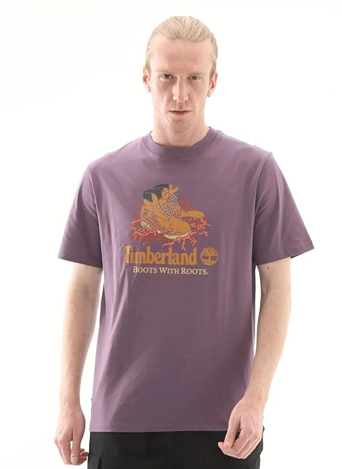 Timberland TB0A6DJ1ENX1-Front Boot Graphic Tee Mor Bisiklet Yaka Normal Baskılı Erkek T-Shirt