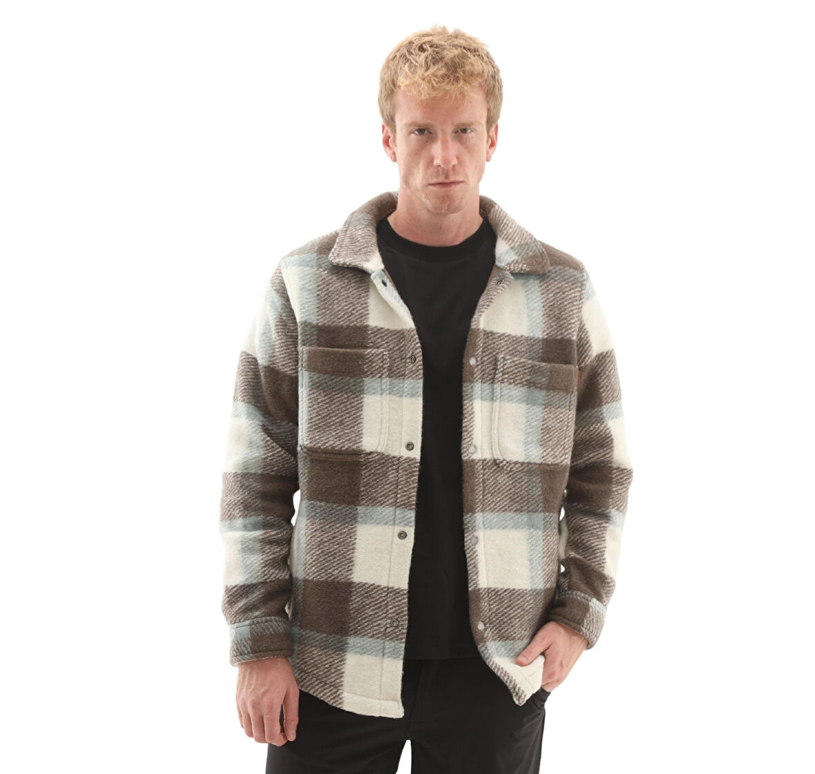 B0A44HBCN01-R Timberland Wool Blend Shacket Erkek Ceket Gri