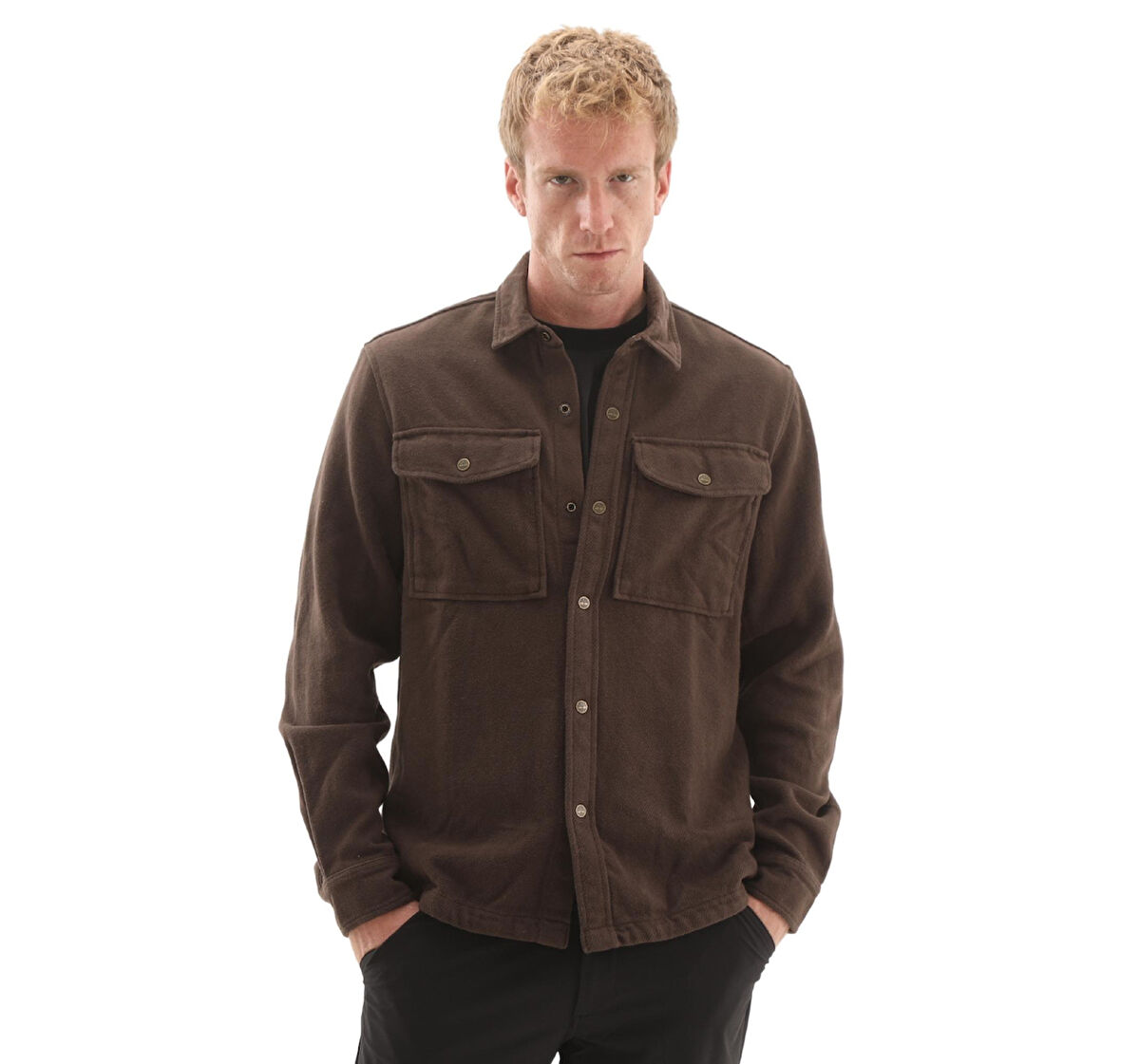 B0A44TN2431-R Timberland Corduroy Collar Utility Overshirt Erkek Ceket Kahve