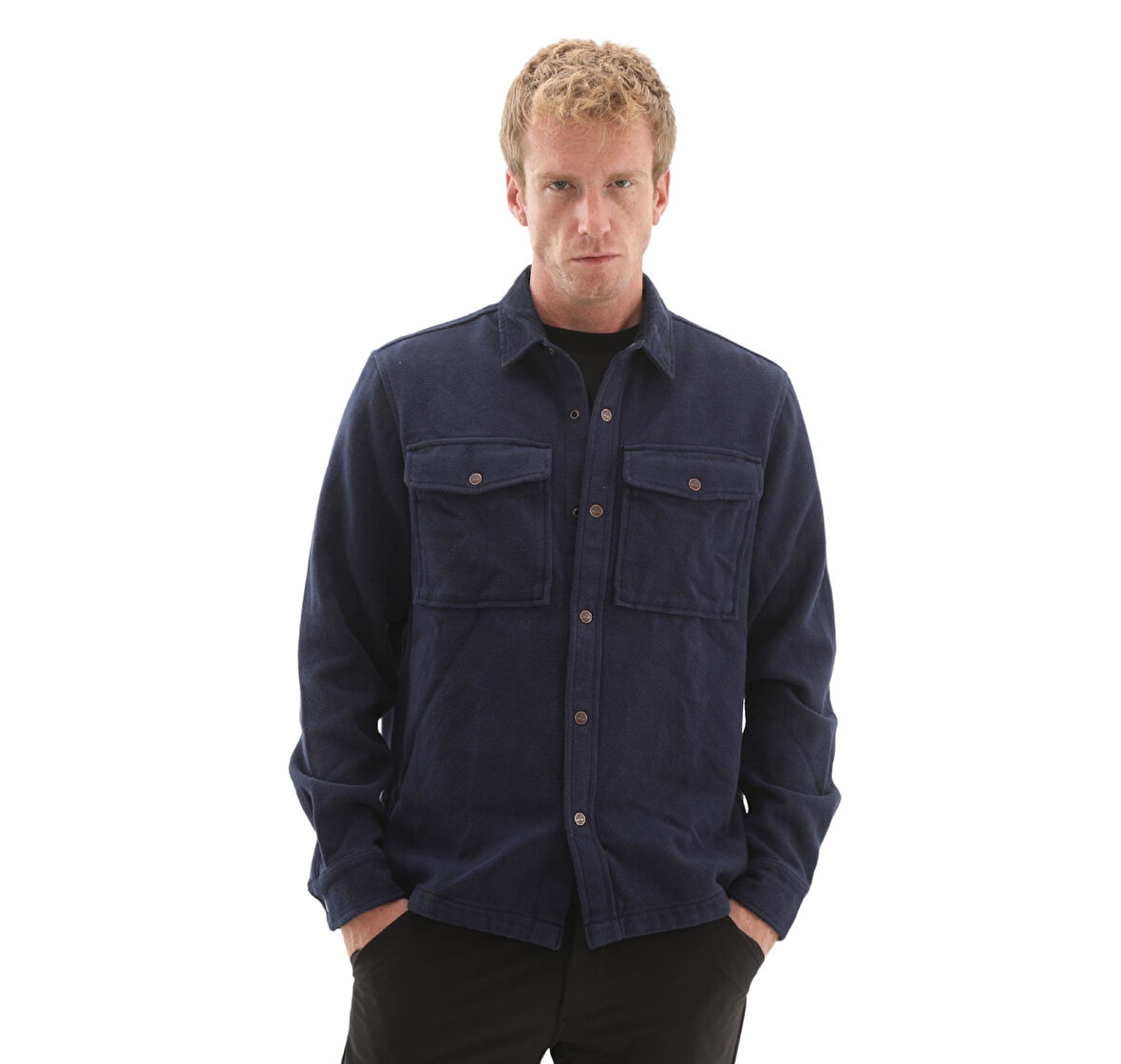 B0A44TN4511-R Timberland Corduroy Collar Utility Overshirt Erkek Ceket Lacivert