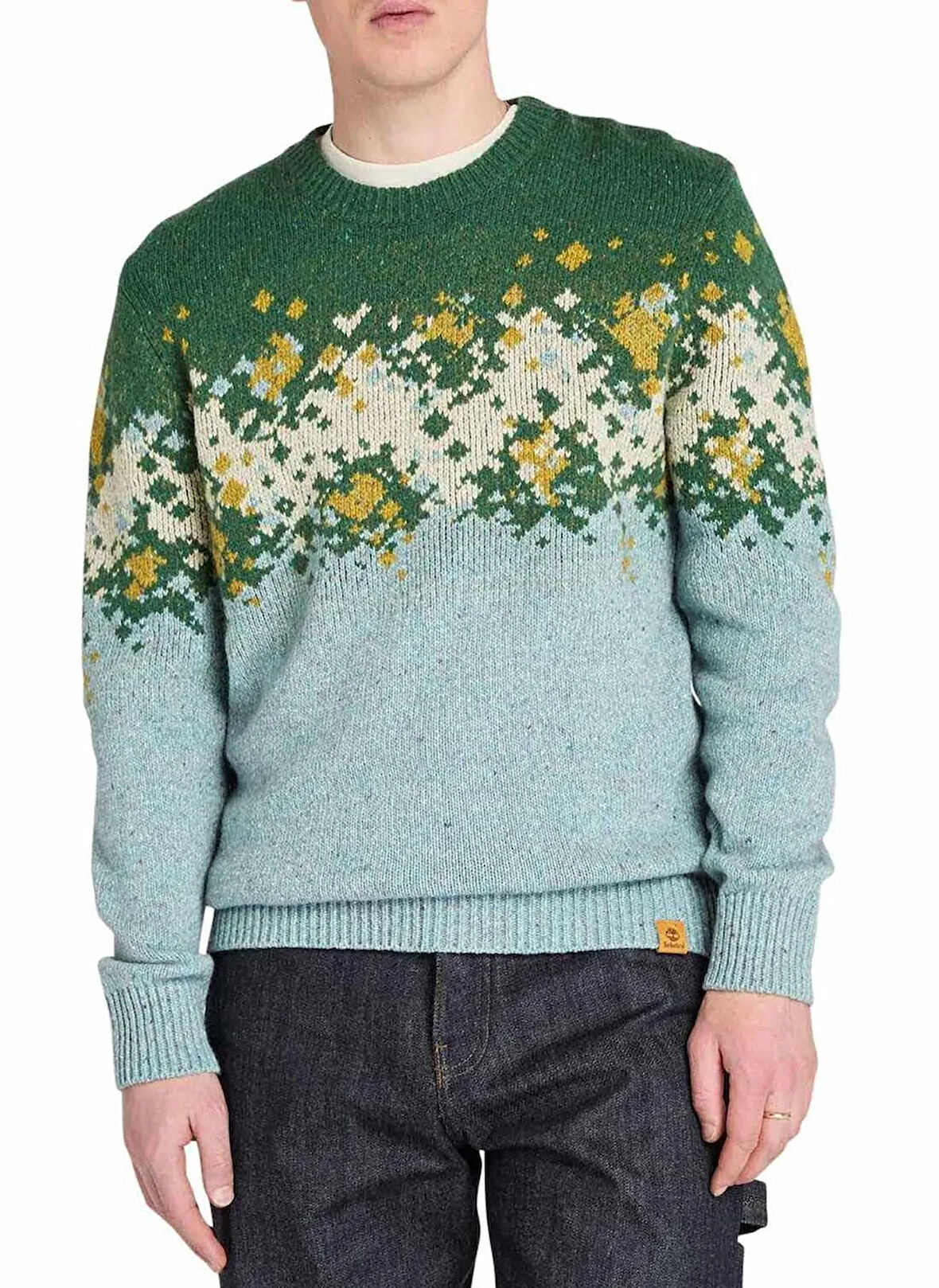 Timberland TB0A6H2KEYM1-Fairisle Sweater Mavi Yuvarlak Yaka Regular Fit Desenli Erkek Sweatshırt