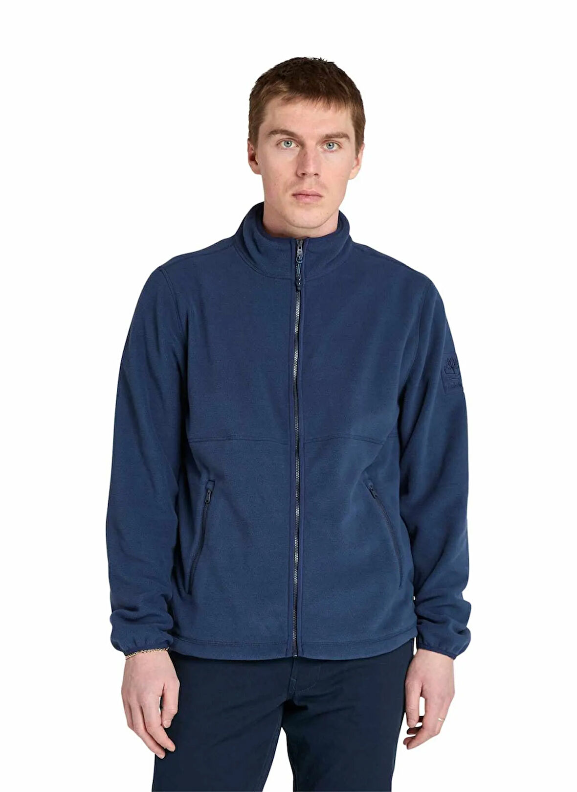 TB0A6HM34511-Full Zip Polar Fleece Mavi Fermuarlı Regular Fit Erkek Polar Sweatshırt