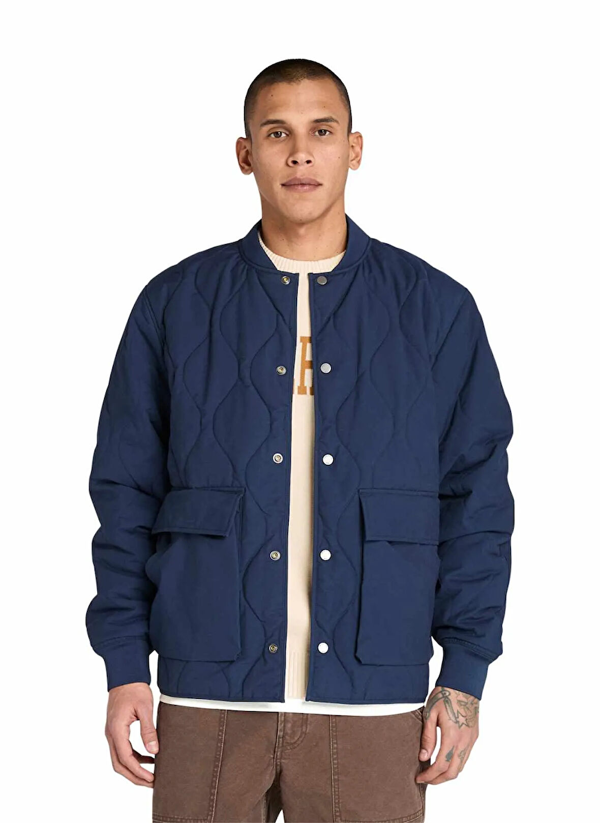 Timberland TB0A6JDQ4511-Quilted Jacket Mavi Düz Erkek Mont