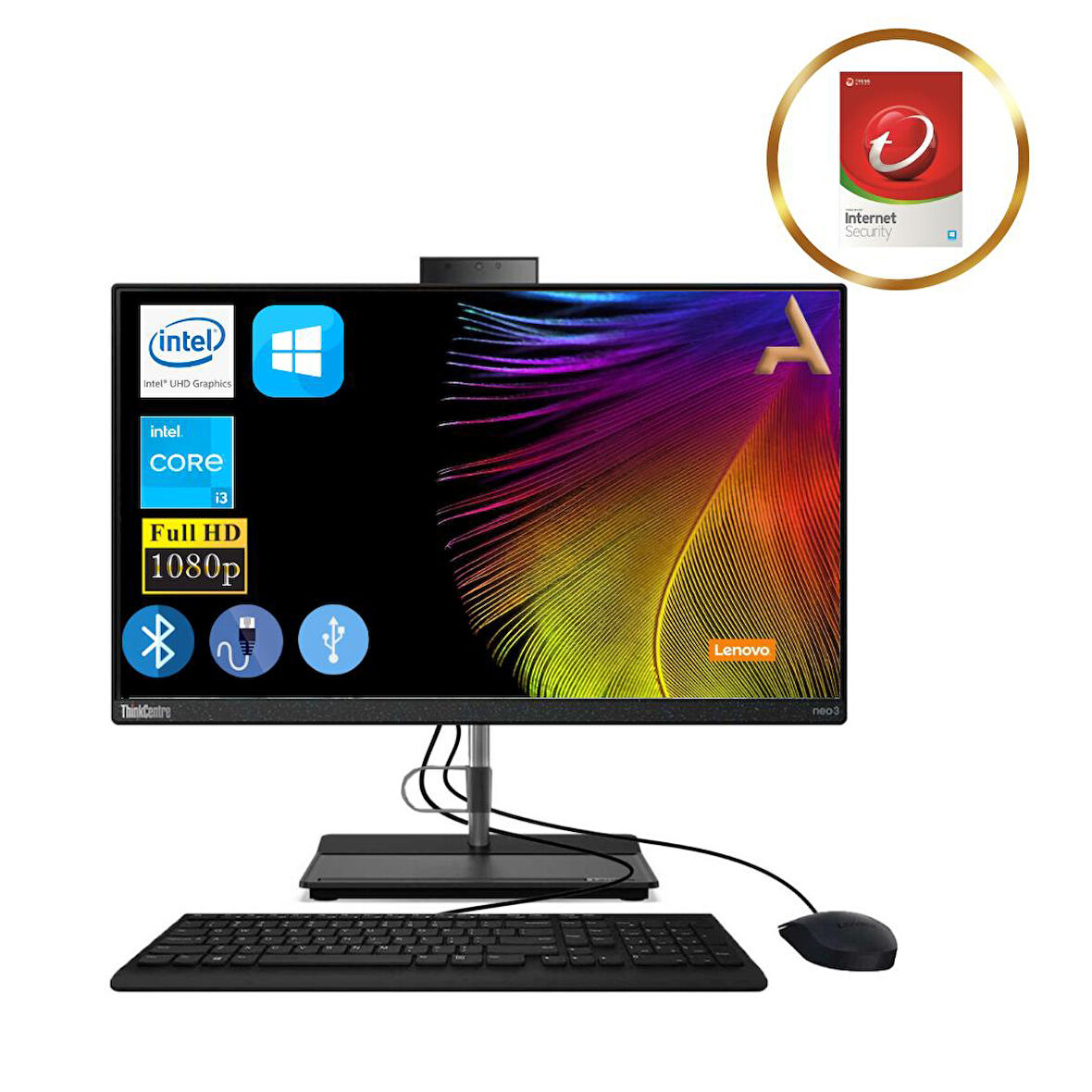 Lenovo Thinkcentre Neo 30A  I3-1215U 8GB 256GB M.2 SSD 12B3001RTX ATL12  21.5" W11Pro All In One +Trendmicro