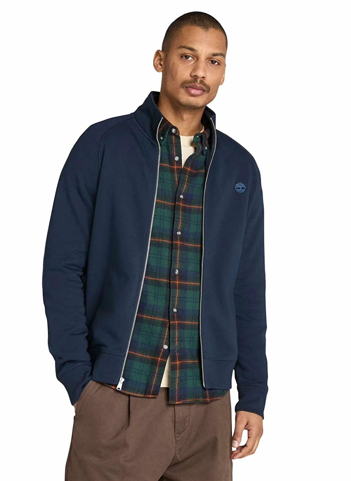 Timberland TB0A5MDE4331-EXETER RIVER Brushed Mavi Fermuarlı Yaka Regular Fit Düz Erkek Sweatshırt