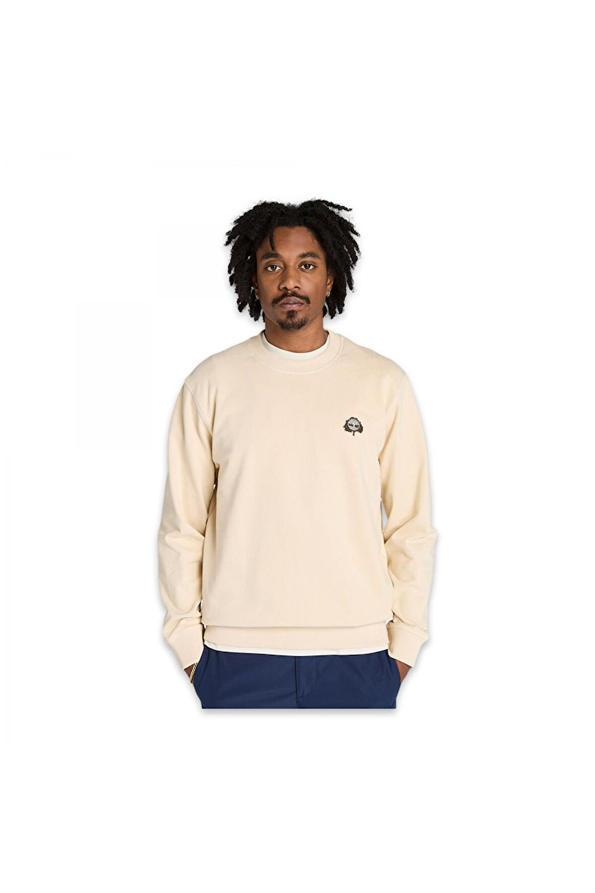 Timberland Tb0A6Hhk Tree Logo Patch Crewneck Krem Erkek Sweatshirt