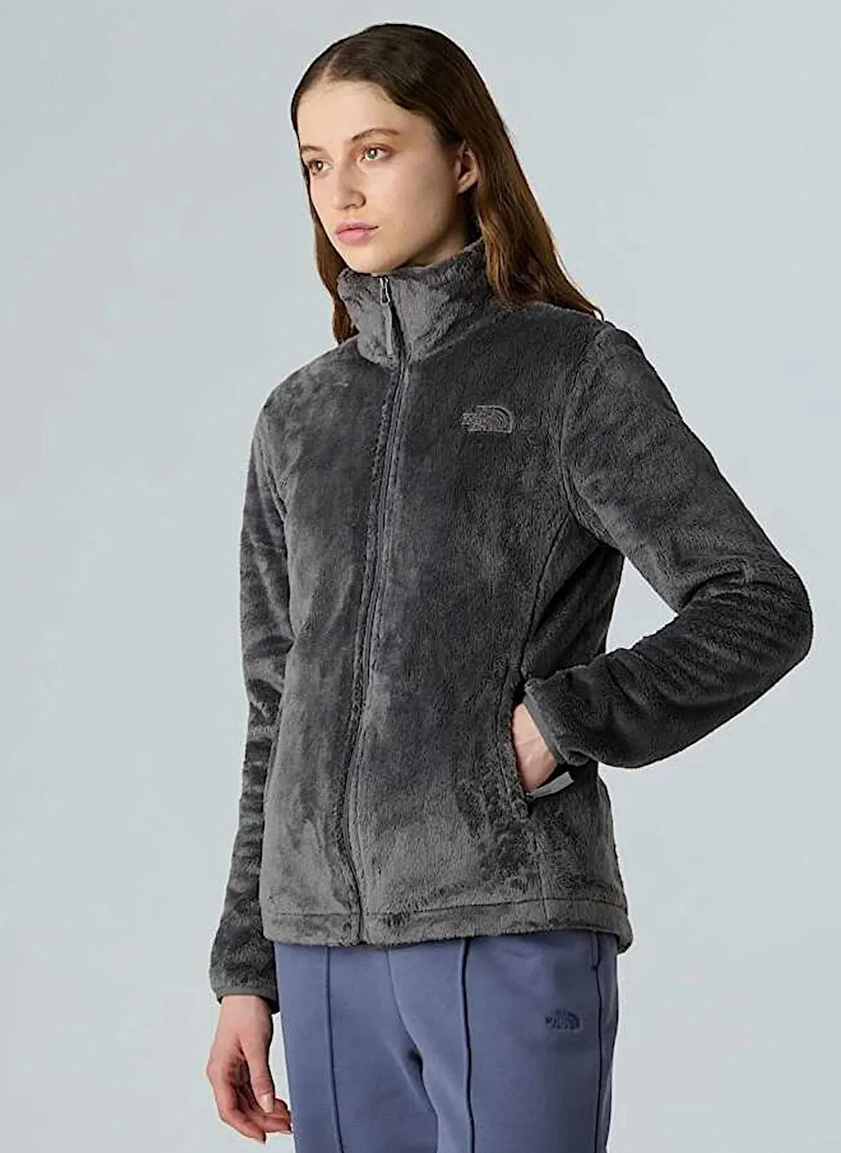 The North Face NF0A7UQJ0UZ1-W OSITO JACKET Gri Dik Yaka Standart Düz Kadın Yağmurluk
