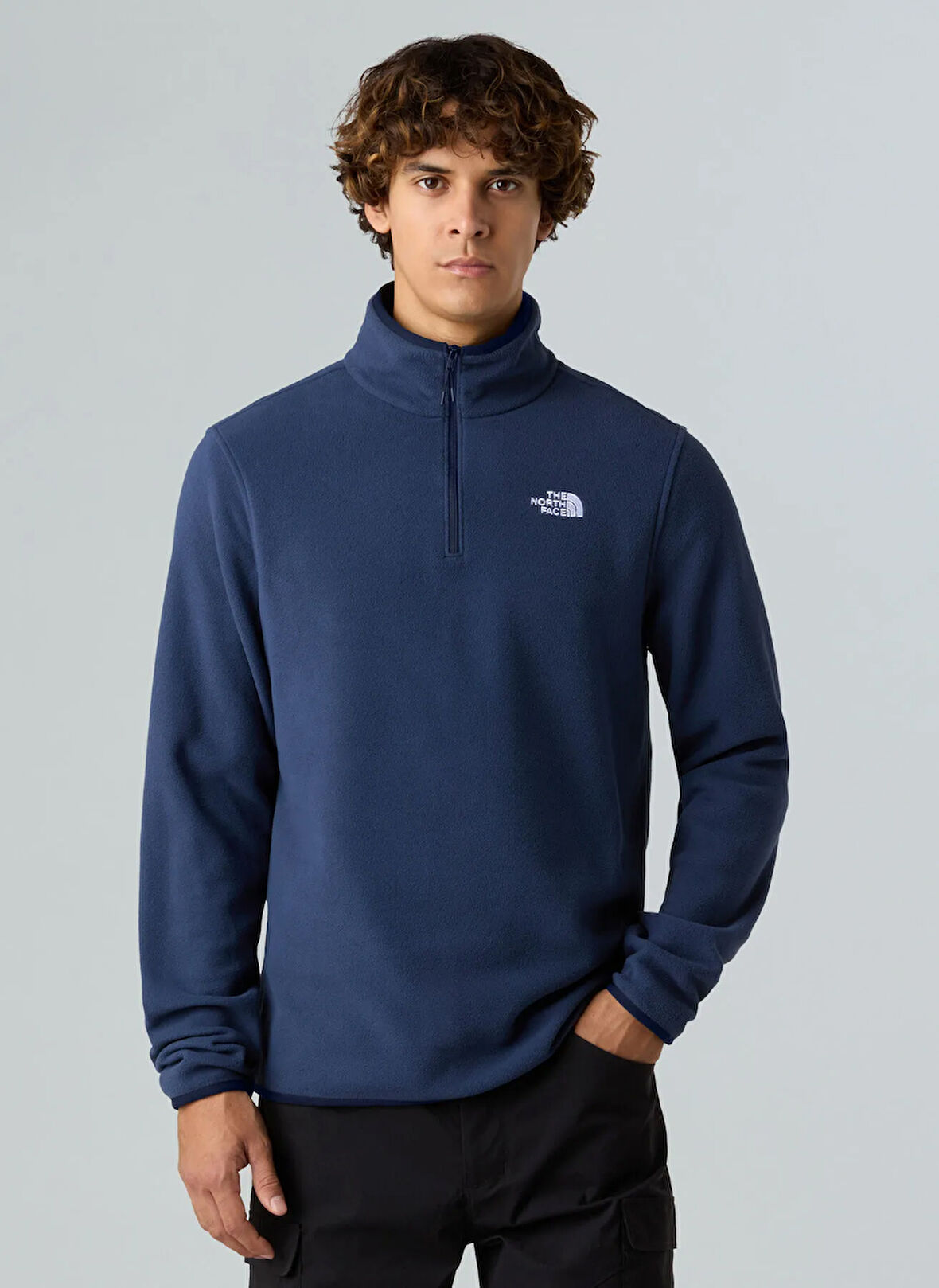 The North Face NF0A8D0Q8K21-M GLACIER ZIP JACKET Lacivert Fermuarlı Yaka Standart Düz Erkek Sweatshırt
