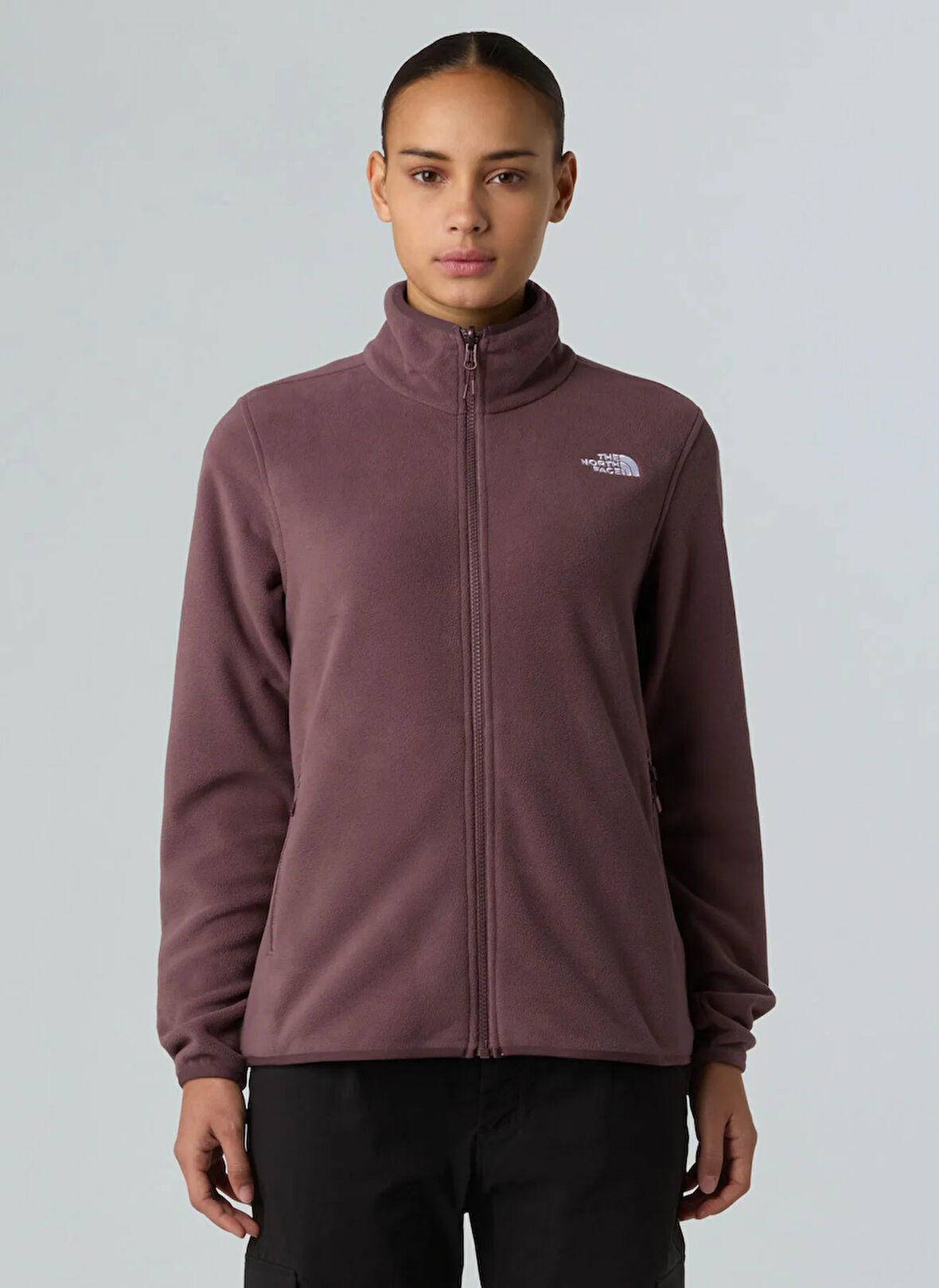 The North Face NF0A8D2FBQ71-GLACIER FLEECE JACKET Kahve Fermuarlı Yaka Standart Düz Kadın Sweatshırt