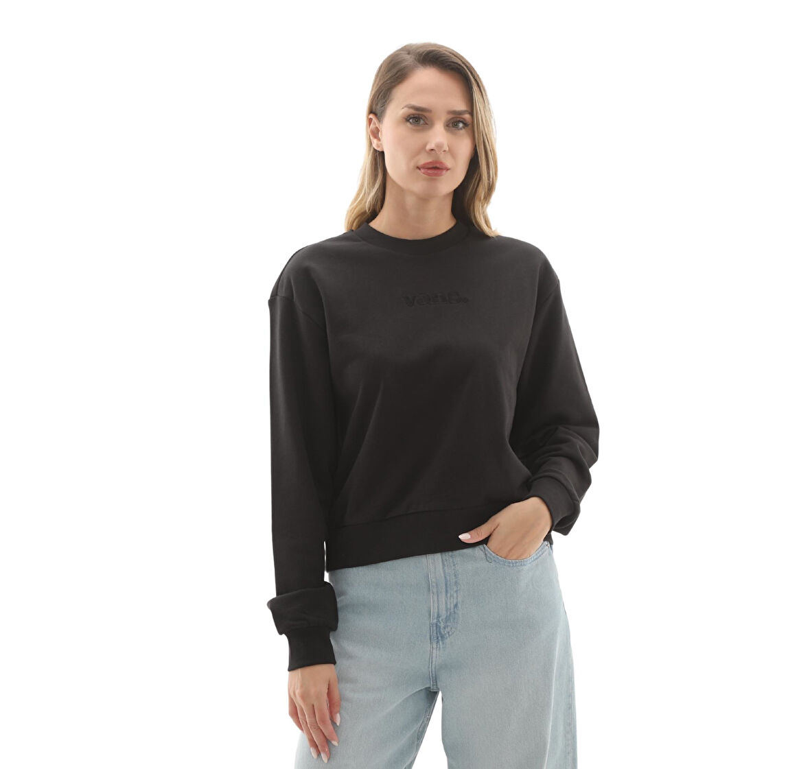 000RAMBLK1-R Vans W Essentıal H-Ft Rlx Crew Kadın Sweatshirt Siyah