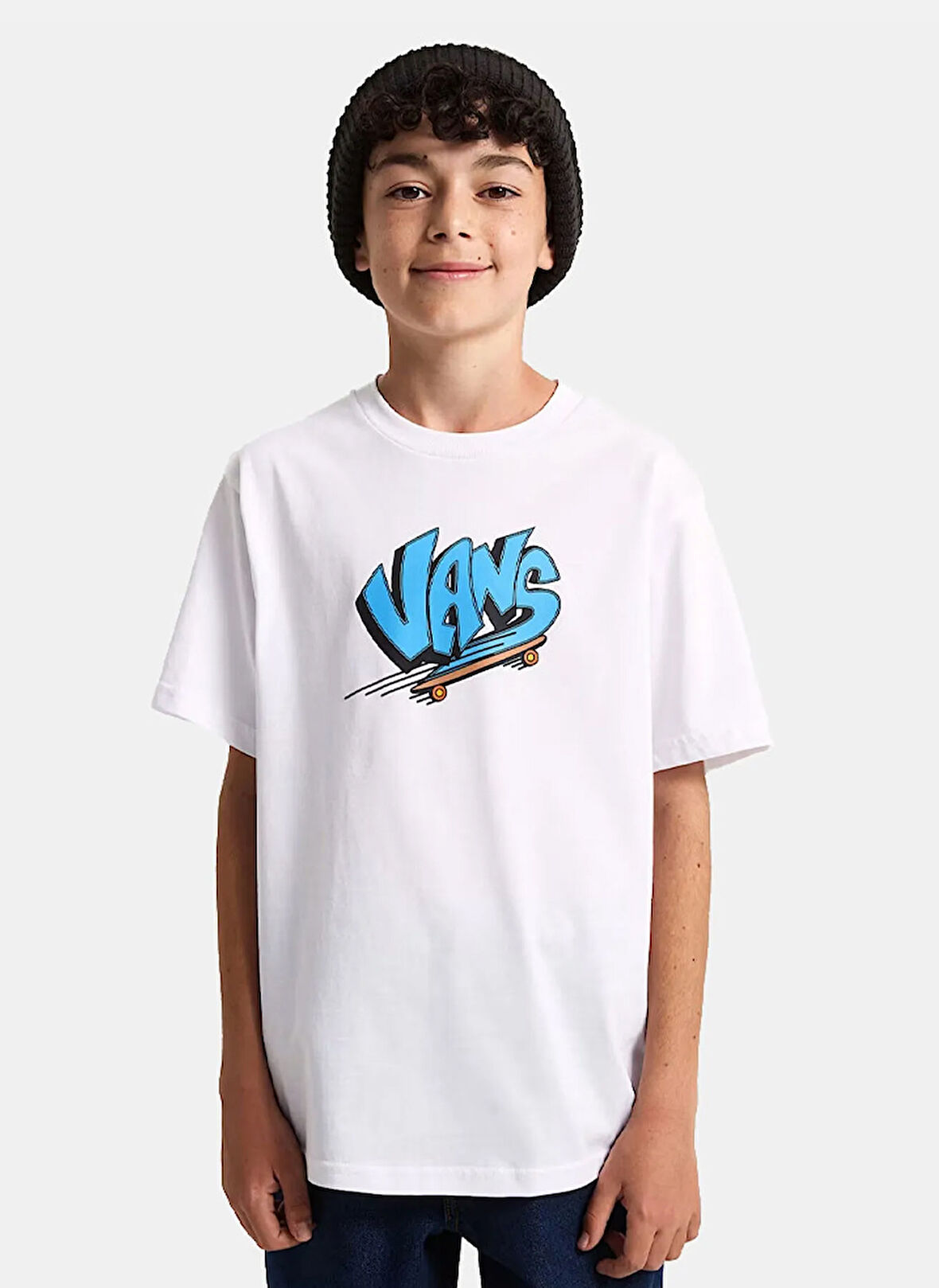Vans Baskılı Beyaz Erkek Çocuk T-Shirt VN000RDGWHT1-BY Vans SK8 SS