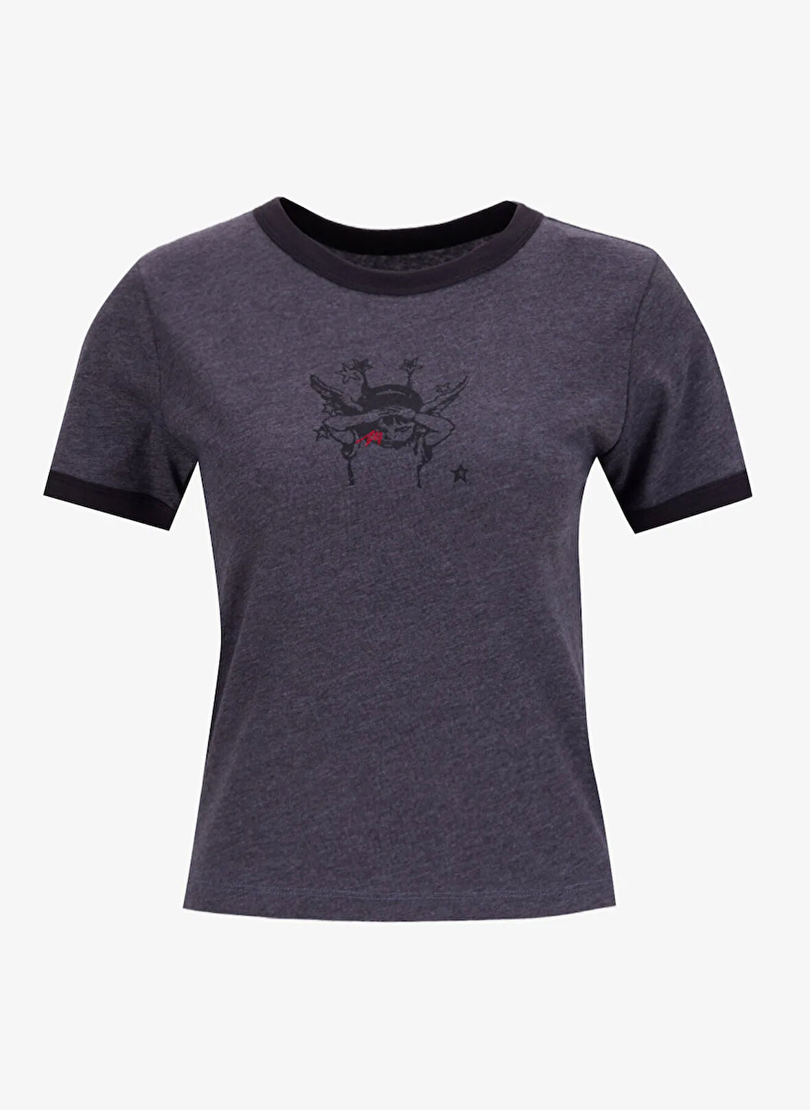 Vans VN000RC1O8W1-Cruzing Ringer Tee Gri Bisiklet Yaka Normal Düz Kadın T-Shirt