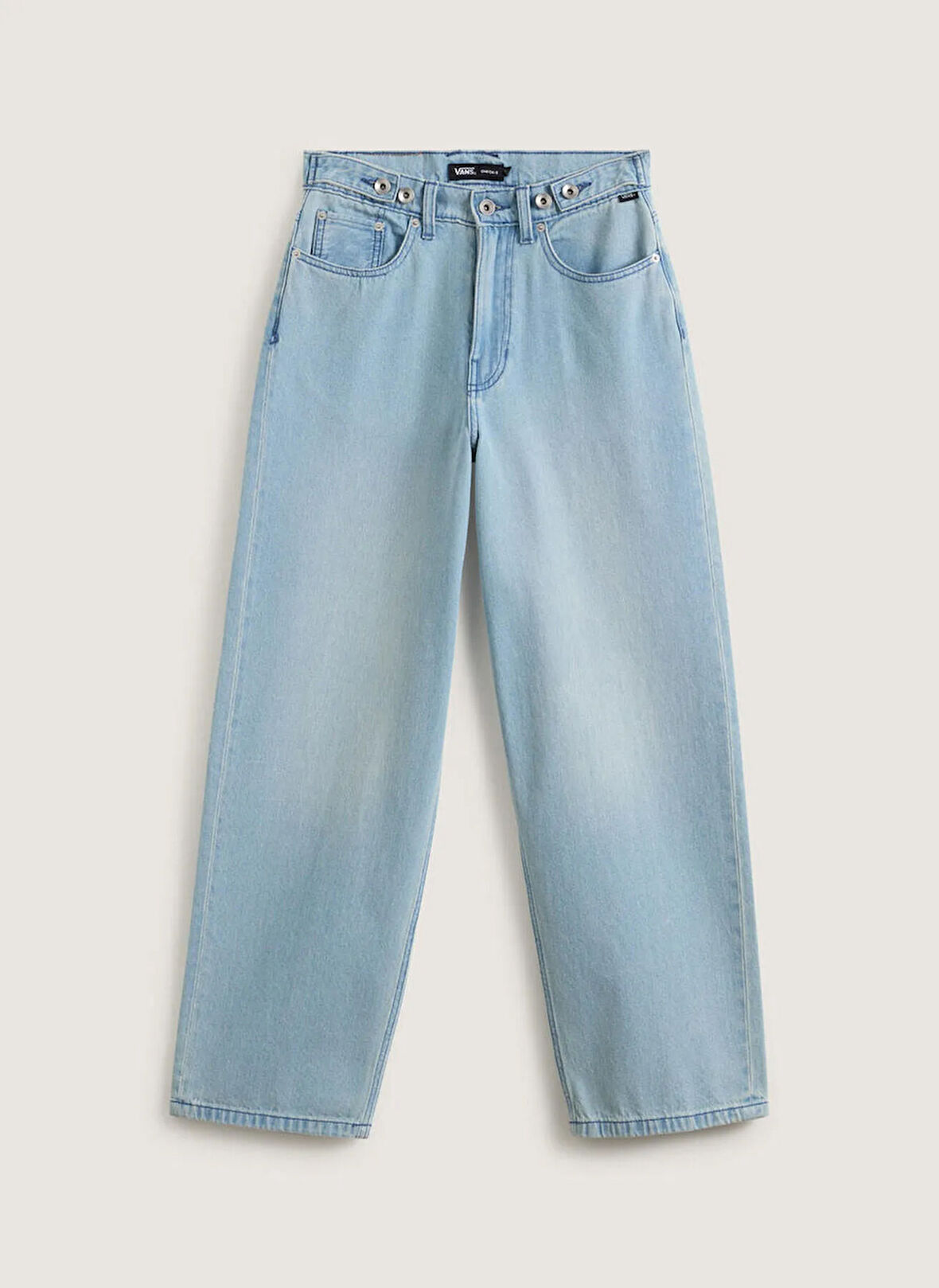 Vans VN000R4STTJ1-Cinched Check 5 Baggy Mavi Normal Düz Kadın Pantolon