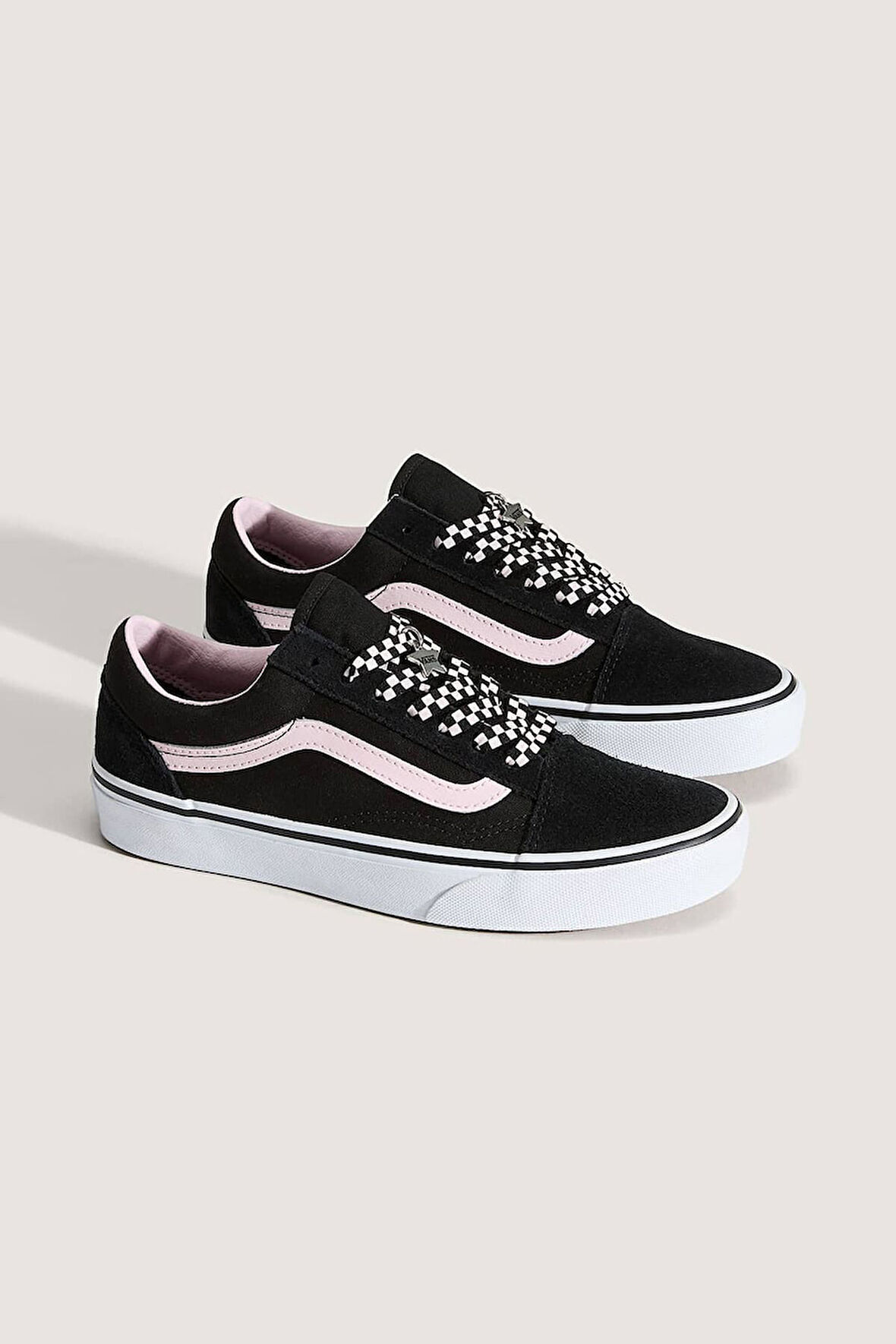 Unisex Old Skool Damalı Bağcıklı Sneaker - Siyah/Pembe | 40