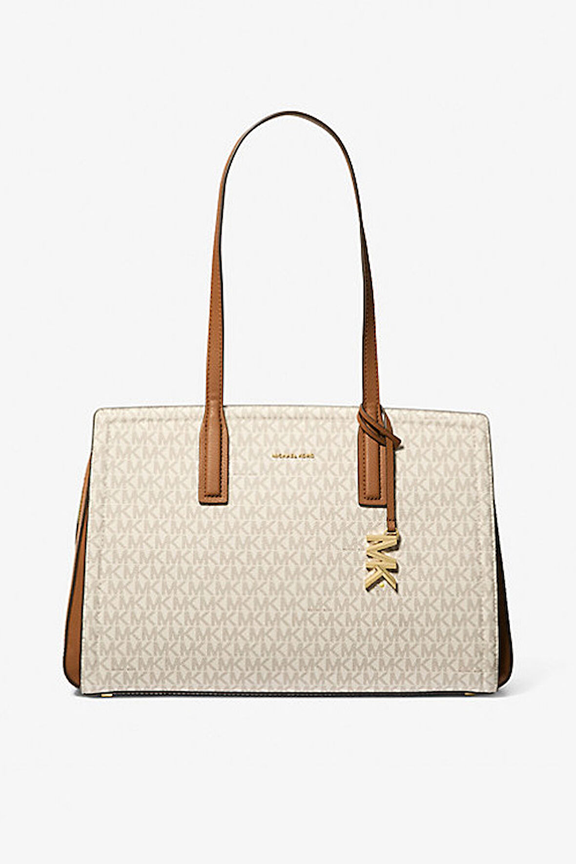 Kadın Laila Orta Boy İmzalı Logolu Tote Omuz Çantası - Krem | undefined