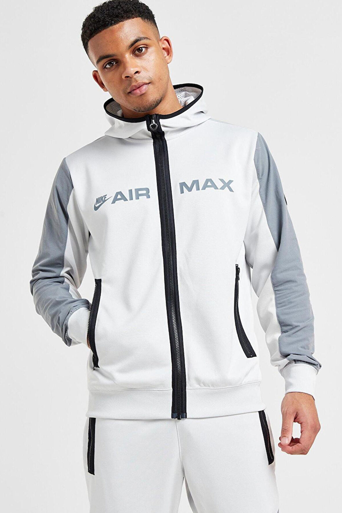 Nike Nsw Clup Air Max Hoodie Erkek Beyaz-Gri Spor Ceket 
