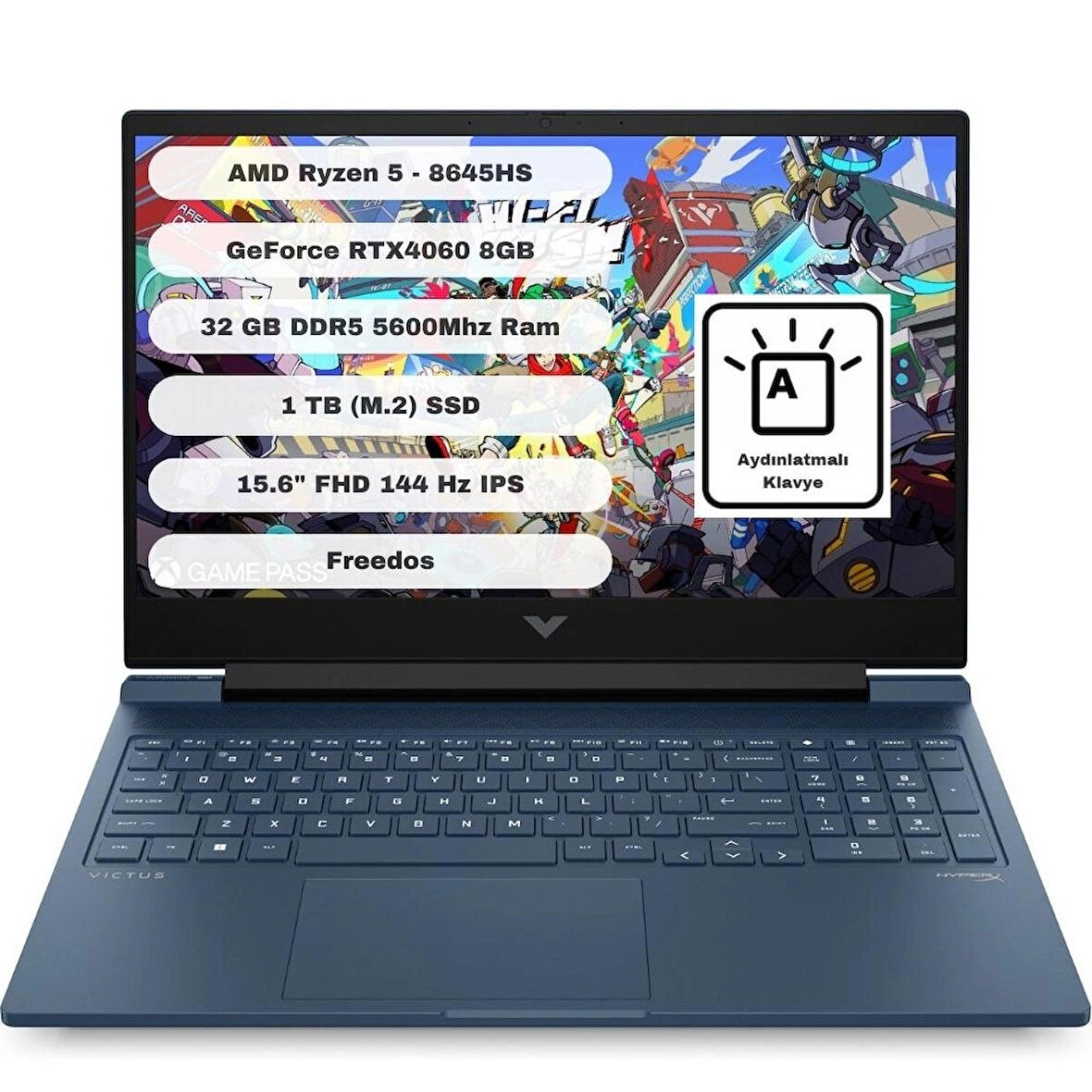 HP Victus Gaming 15 GTI321 Amd Ryzen 5 8645HS 32GB 1TB SSD RTX4060 Freedos 15.6" Fhd A05NHEA