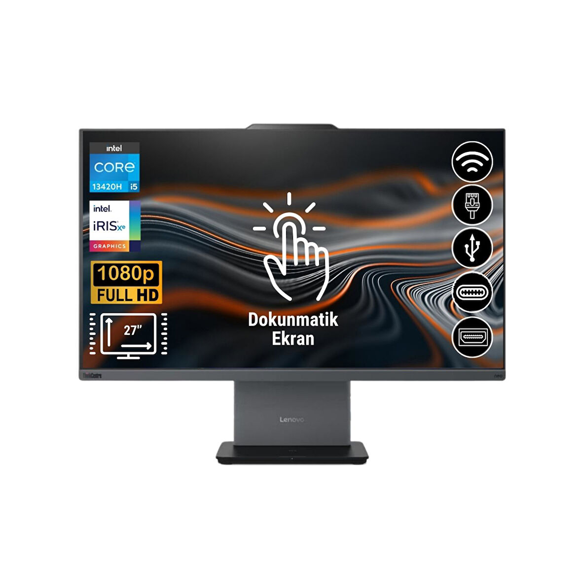 Lenovo Thinkcentre Neo 50A i5-13420H 8GB  256GB M.2 SSD 12SA0014TR ATL1 27" Dokunmatik Ekran Fdos All In One Bilgisayar