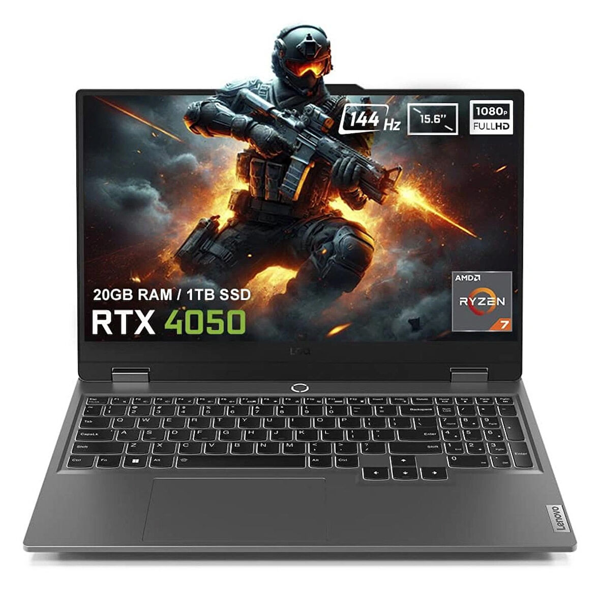 Lenovo LOQ 15ARP9 83JC00CRTRV1 AMD Ryzen 7-7435HS 20GB DDR5 1TB SSD RTX4050 6GB 15.6 inç Full HD 144Hz IPS FreeDos Gaming Laptop