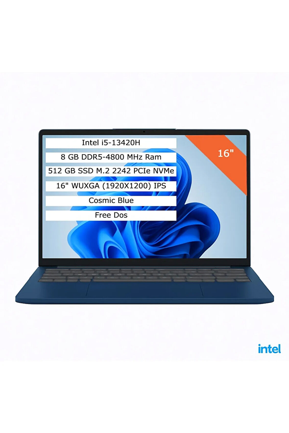 IdeaPad Slim 3 83K2001RTR i5-13420H 8G 512G SSD 16  FHD+ 1920x1200 FreeDos Cosmic Blue