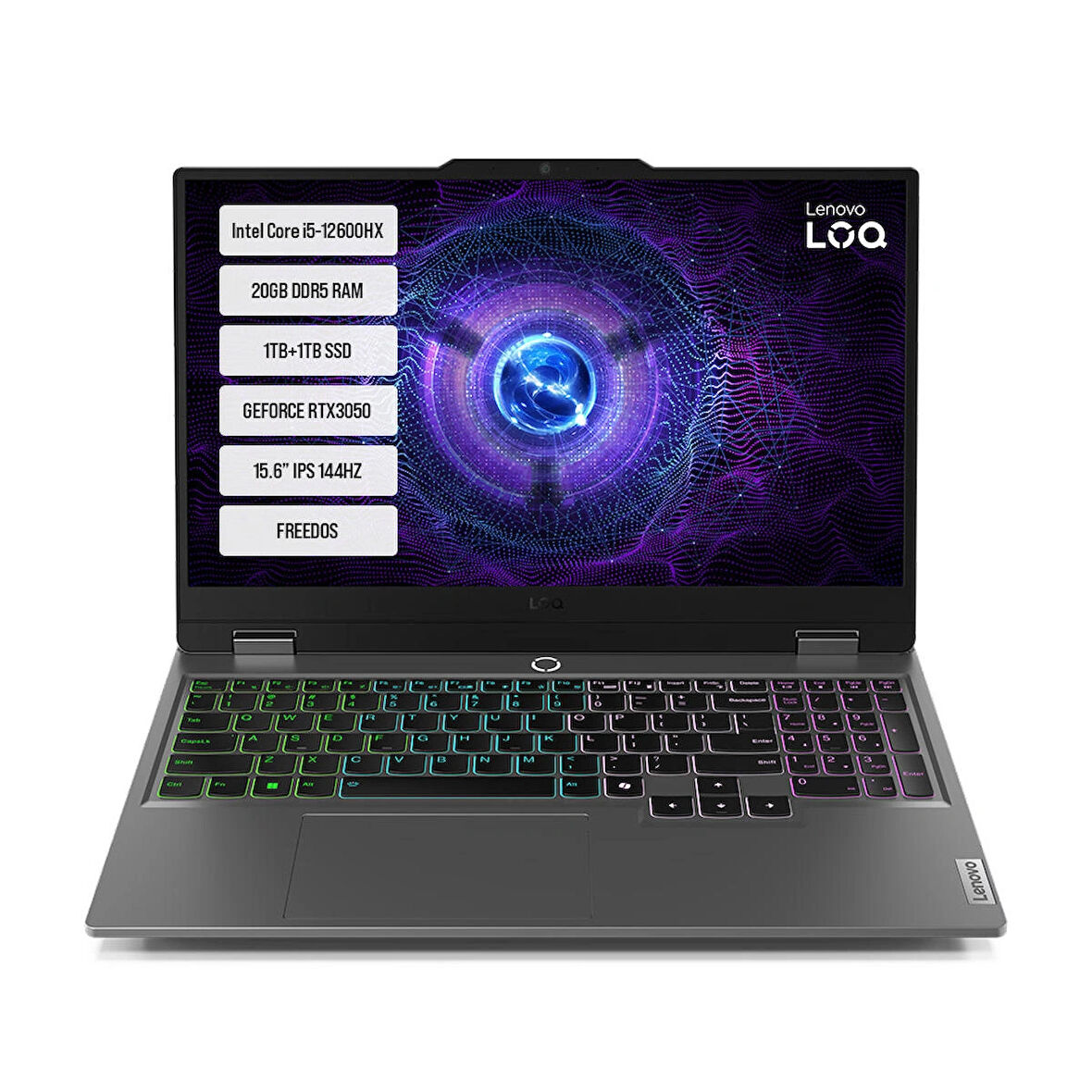 Lenovo LOQ 15IAX9 83GS00PCTR-03 i5-12600HX 20GB DDR5 1TB+1TB SSD RTX3050-6GB 95W 15.6" IPS 144HZ Dos