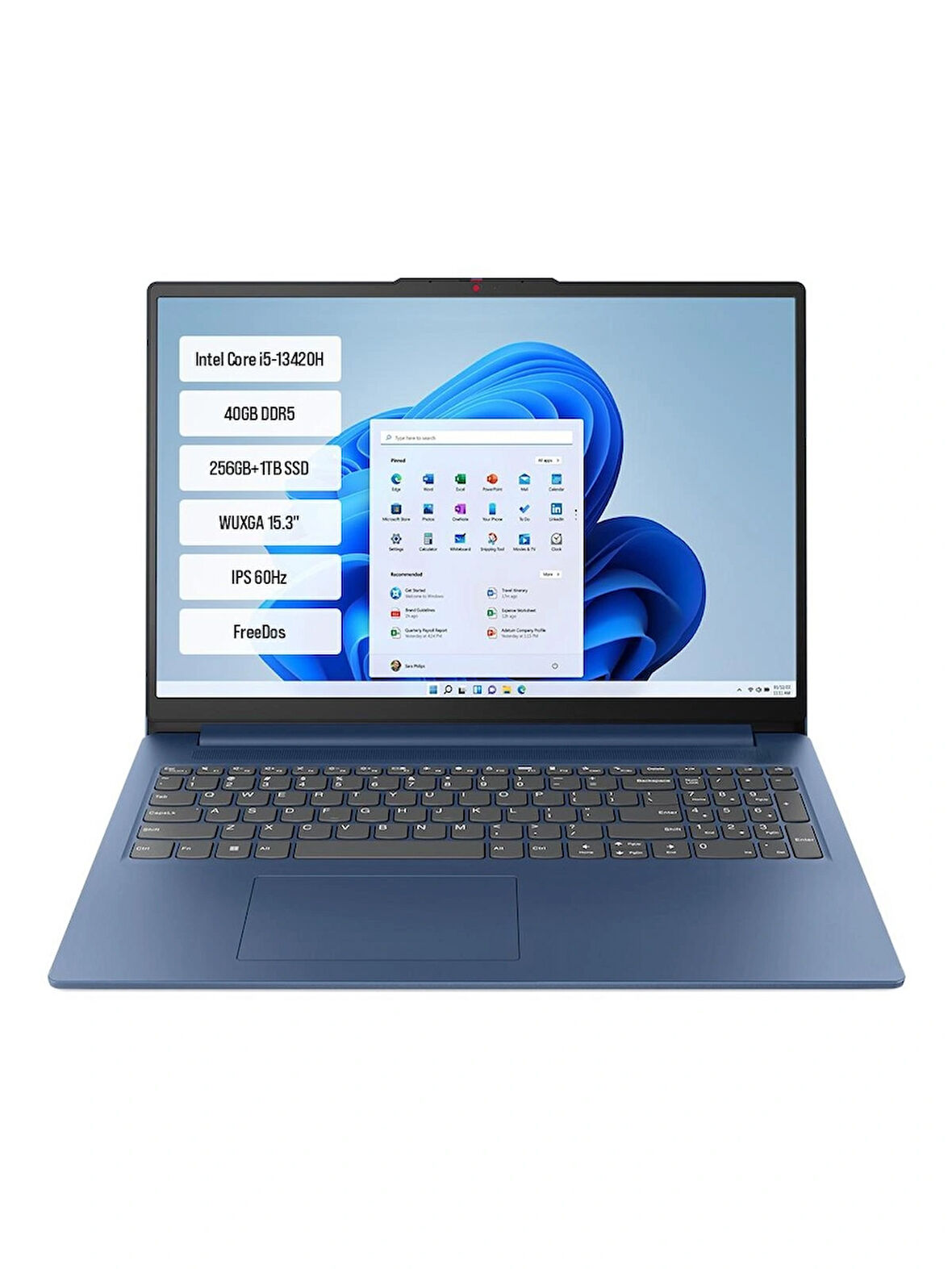 Lenovo IdeaPad Slim 3 15IRH10 83K10062TR-13 Intel Core i5-13420H 40GB DDR5 256GB+1TB SSD WUXGA 15.3" IPS 60Hz FreeDos Taşınabilir Bilgisayar