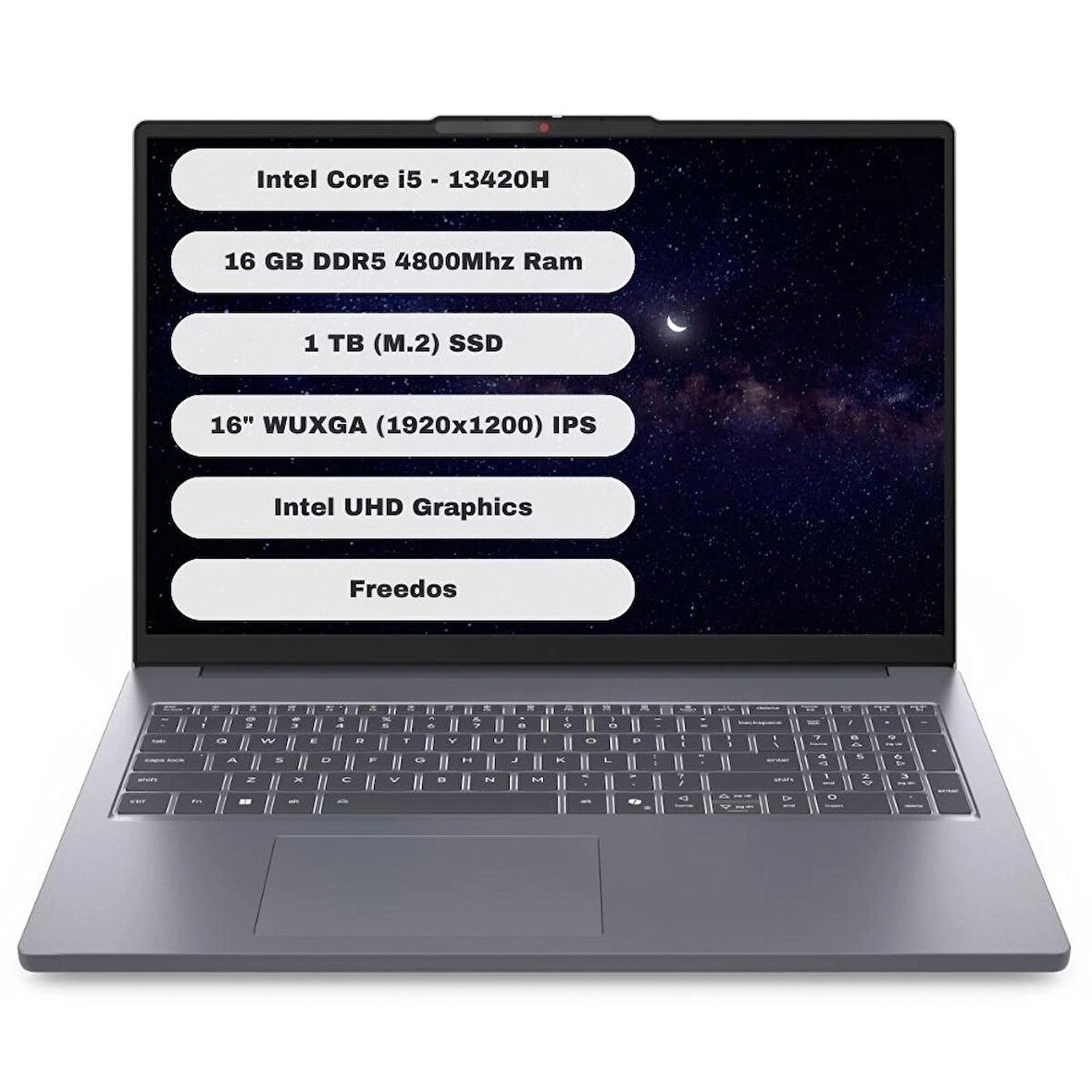 Lenovo Ideapad Slim 3 16IRH10 Intel Core i5 13420H 16GB 1TB SSD Freedos 16'' WUXGA Taşınabilir Bilgisayar 83K2001UTR