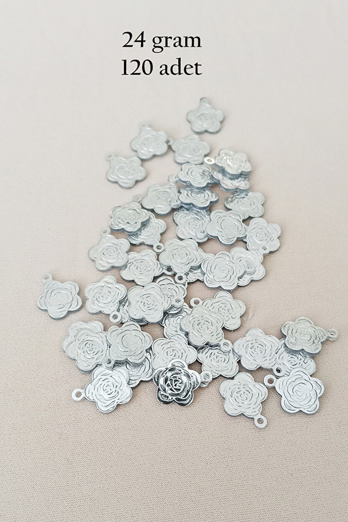 Oya Abiye Bileklik Kolye Pleksi Metalik Plastik Pul Gümüş Renk 24 gram 120 adet - BNC584