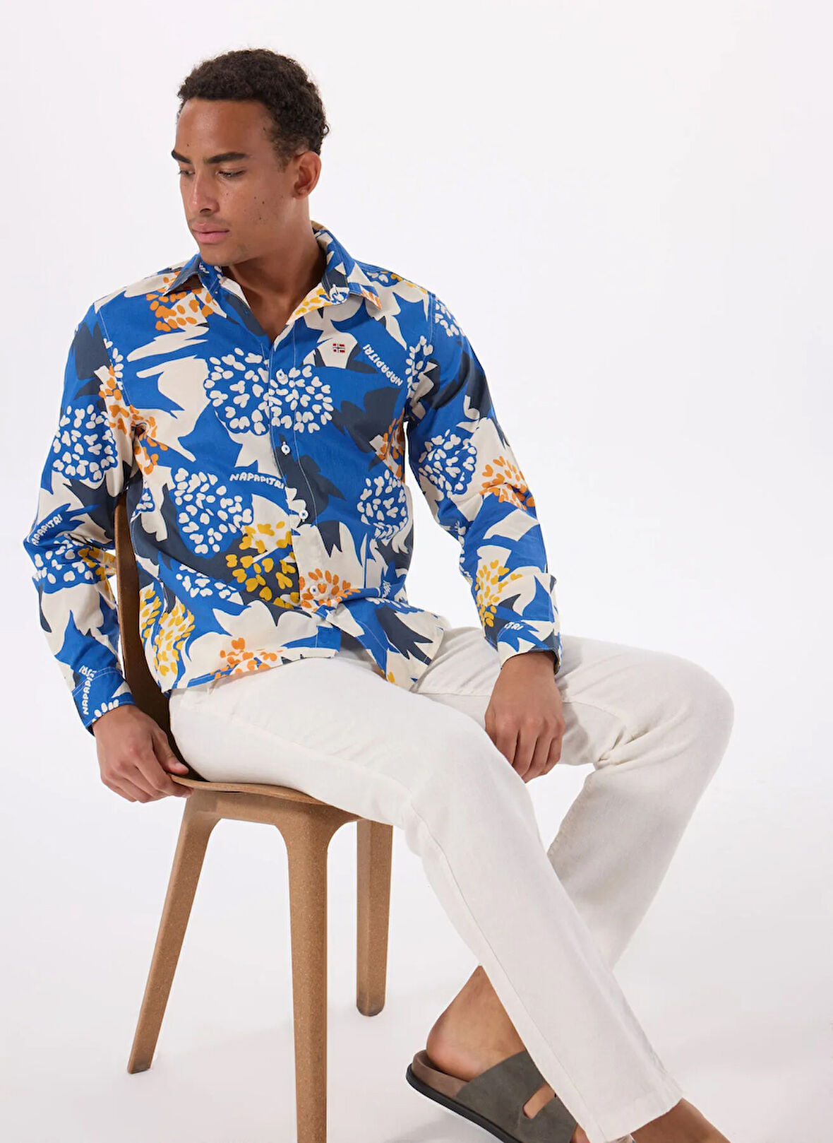 Napapijri NP0A4IDKFDB1-G-RONGE LS Çok Renkli Relaxed Erkek T-Shirt
