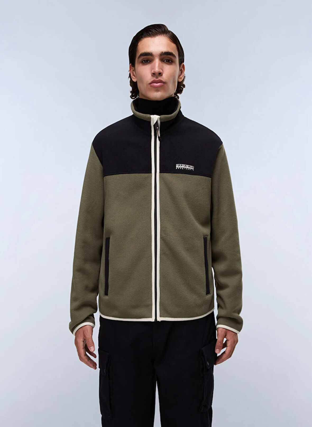 Napapijri NP0A88V1G0A1-T-DERGANA FZ Yeşil Fermuarlı Yaka Standart Düz Erkek Sweatshırt