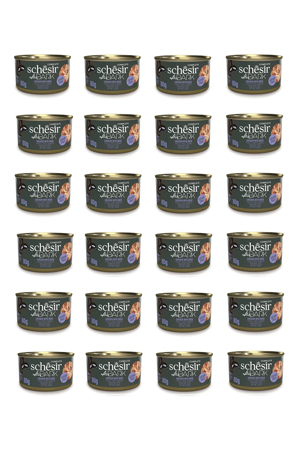 Schesir After Dark Parça Etli Tavuklu ve Ördekli Konserve 80 Gr. X 24 Adet