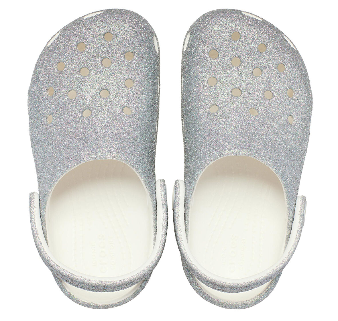 210985-100 Crocs Classic Iridescent Glitter Cgt çocuk Terlik Gri