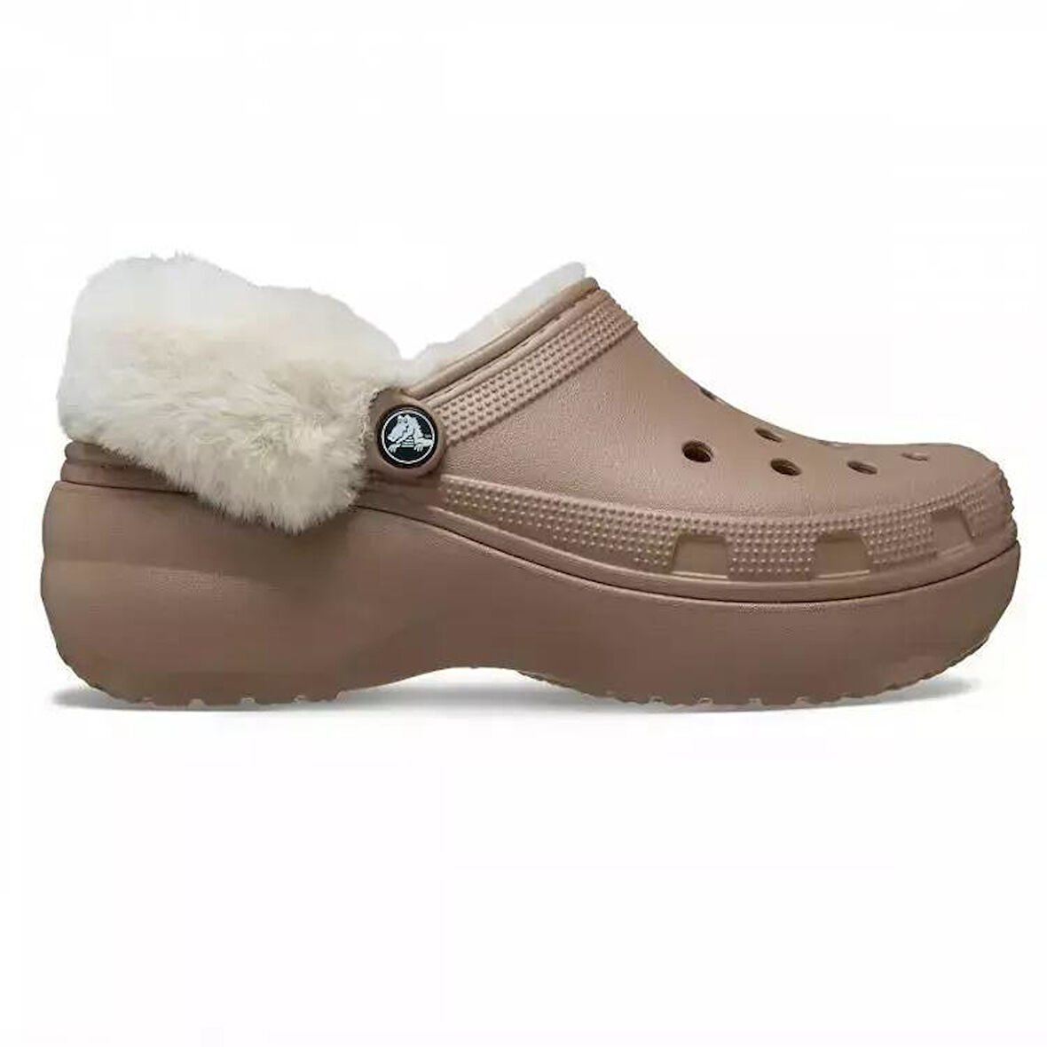 Crocs Classic Platform Fuzz Lined Clog Latte Terlik 212854_2Q9