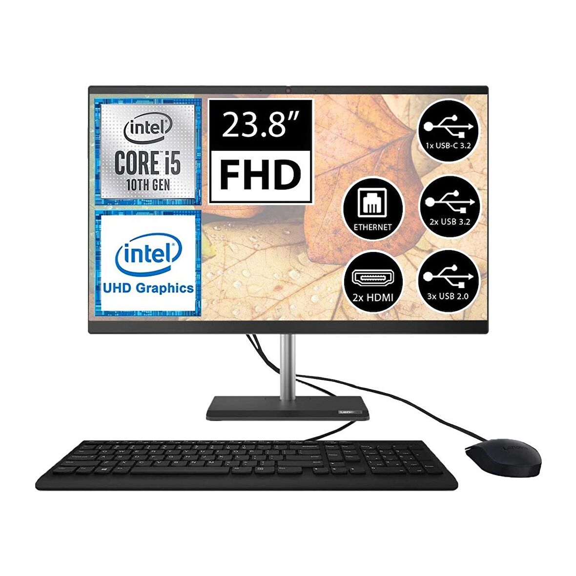 Lenovo V50A I5-10400T 16GB 250 GB SSD 23.8" Fhd Freedos Aıo Bilgisayar 11FJ00A6TX002
