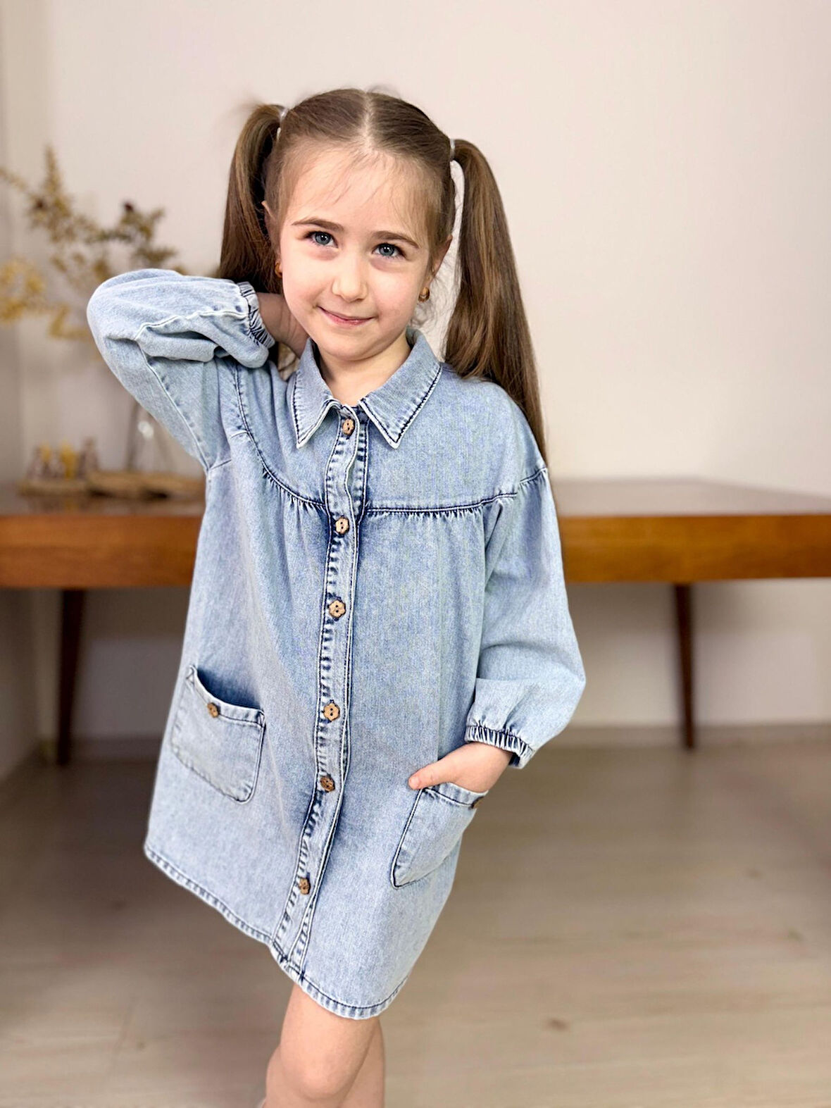 Düğmeli̇ Kot Elbi̇se