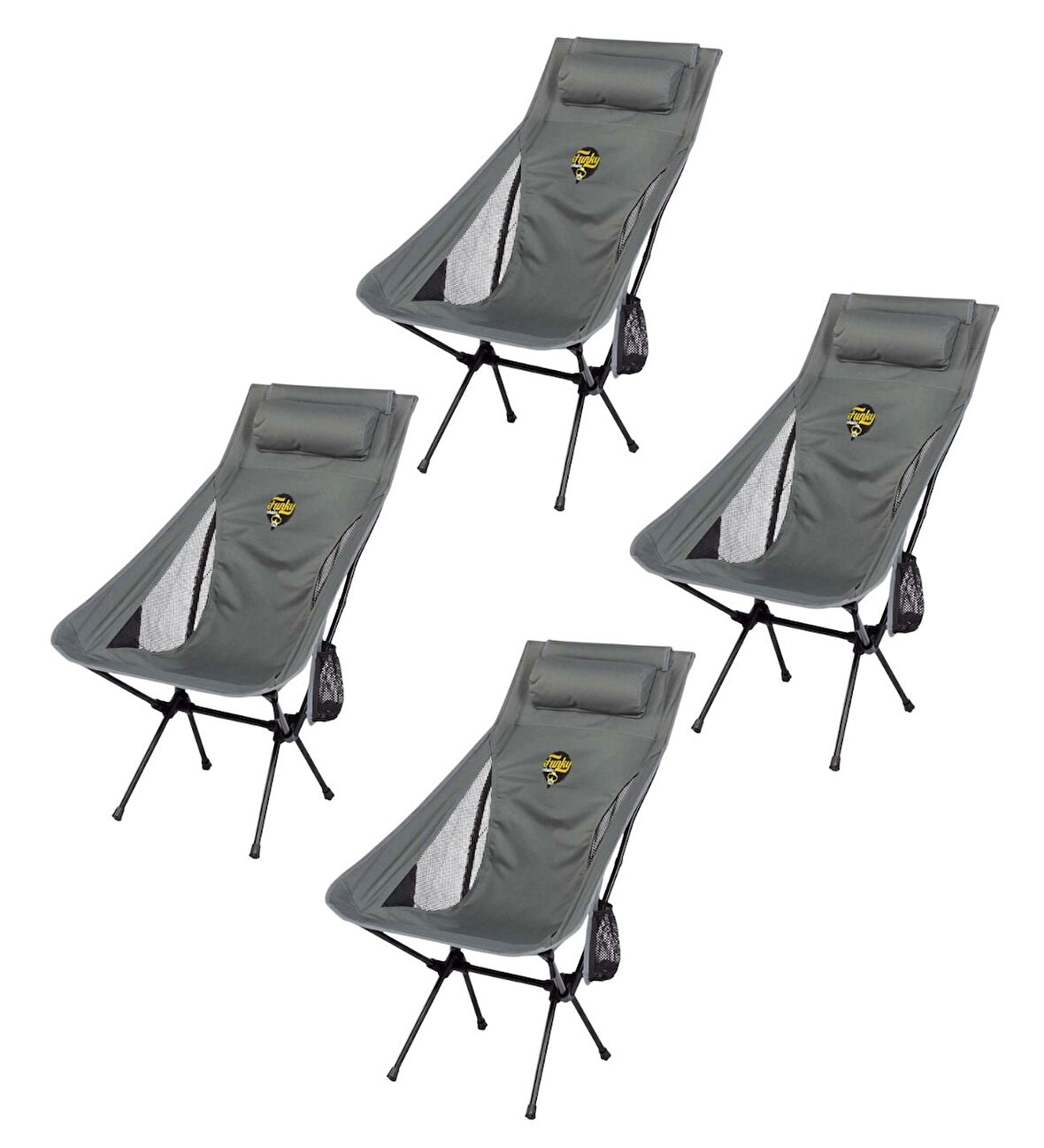 Sky Ultralight Katlanabilir Kamp Sandalyesi Gri 4 Adet