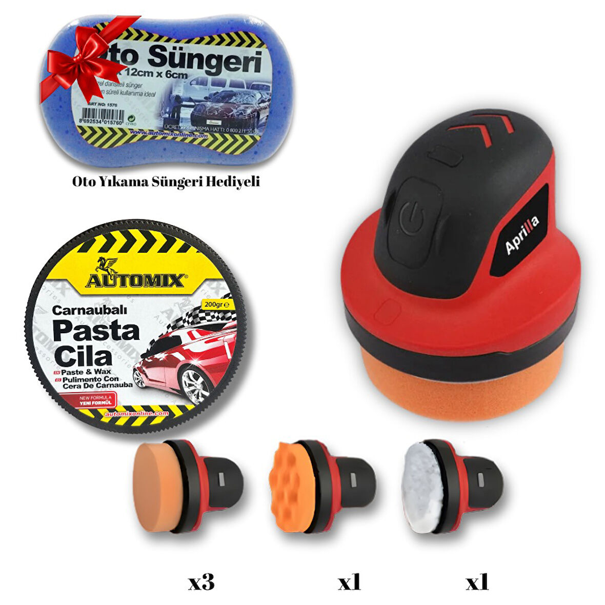 ACC-1199 Şarjlı Polisaj Makinesi+Pasta Cila+Sünger Hediyeli