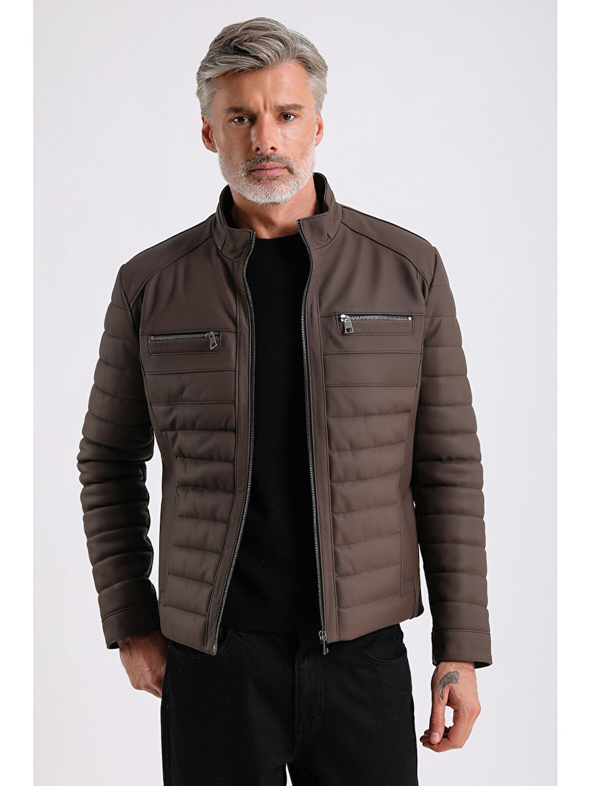 Leandro Erkek Şişme Deri Mont