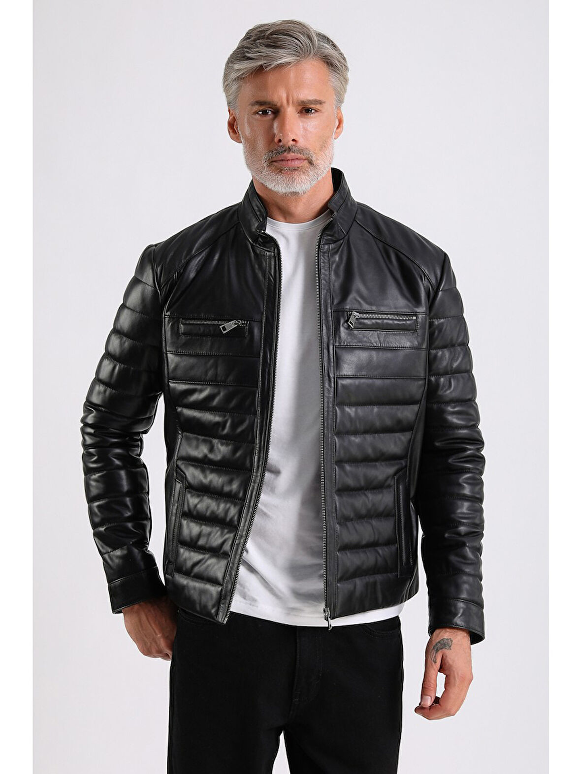 Leandro Erkek Şişme Deri Mont