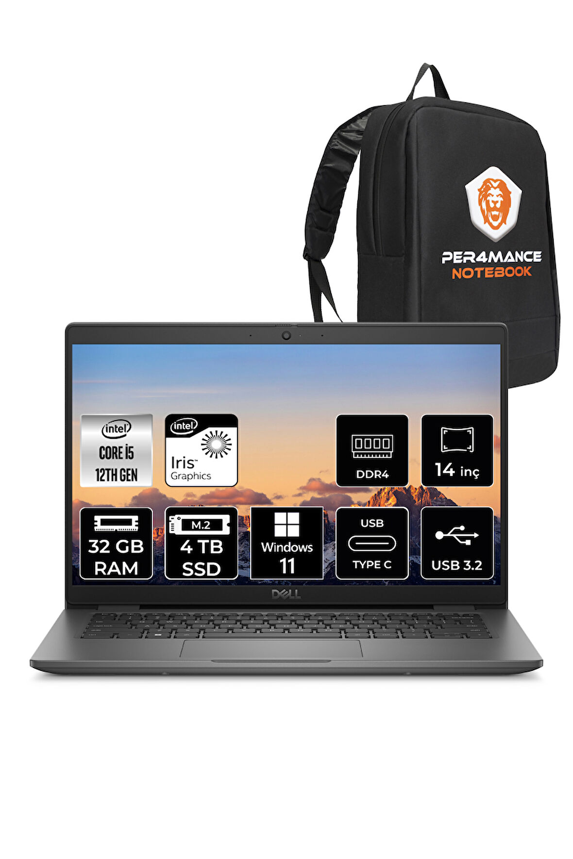 Dell Latitude 3440 i5-1235U 32GB RAM 4TB SSD 14'' FHD W11PRO Dizüstü Bilgisayar & PER4 ÇANTA 