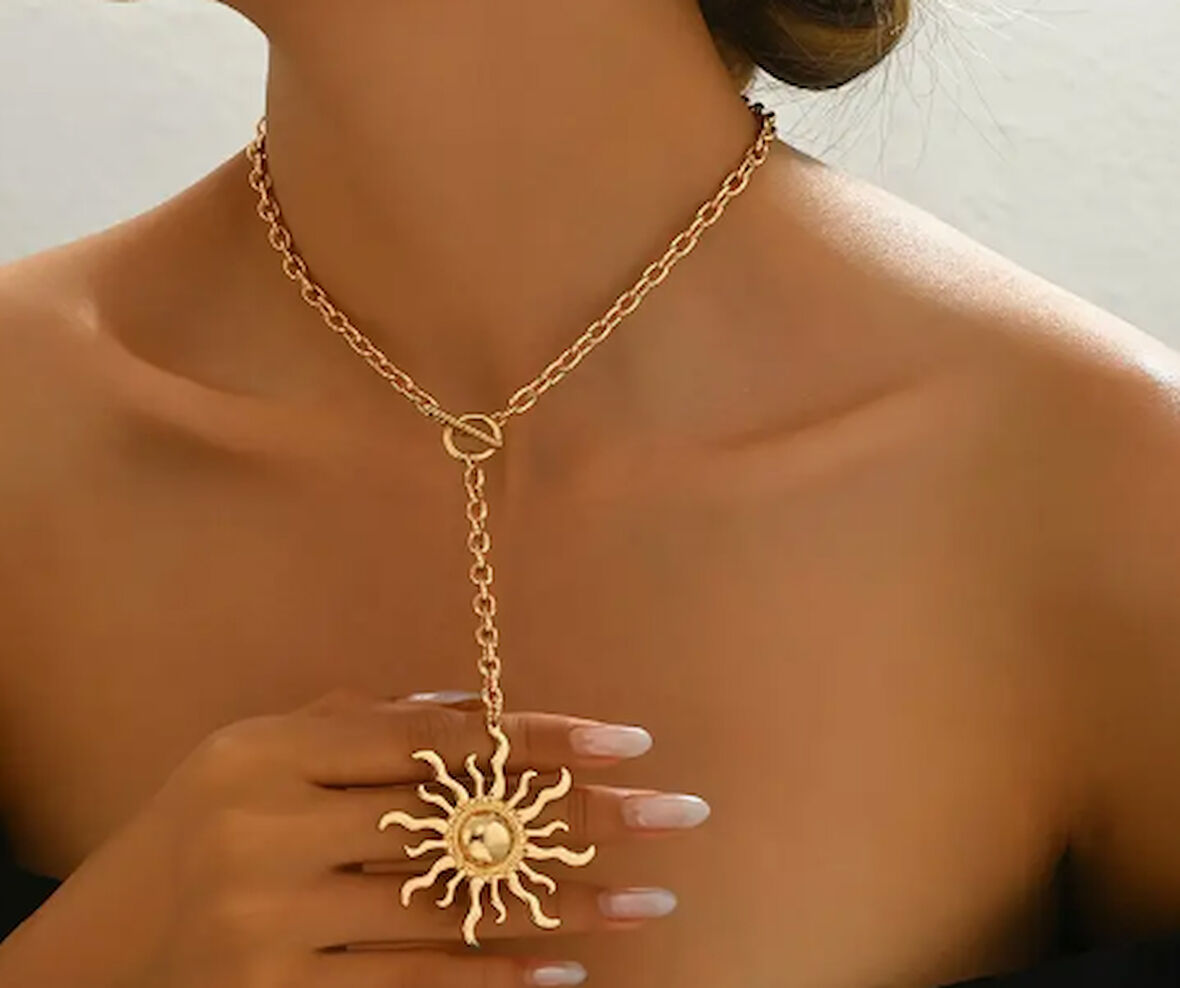 Gold Altın Kaplama Kadın Güneş Kolye
