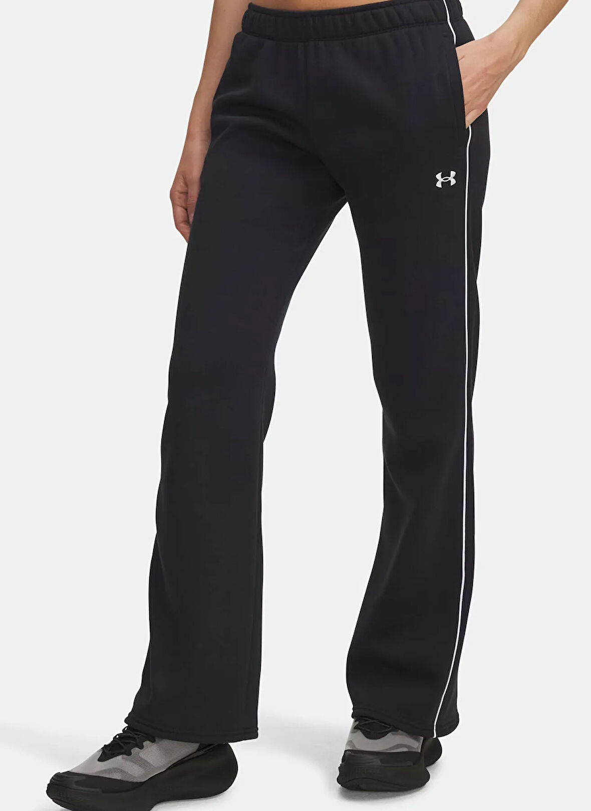 Under Armour 6003711-003-UA Rival Flc Piped Pant Siyah Lastikli Bel Normal Düz Kadın Eşofman Altı