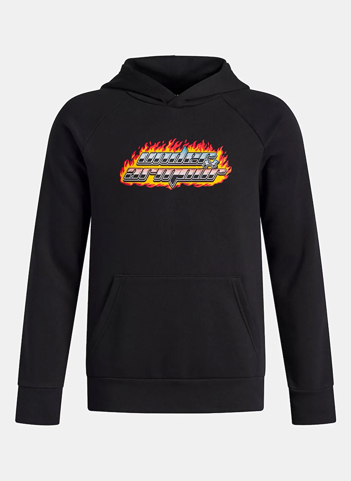 Under Armour Baskılı Erkek Çocuk Siyah Sweatshırt 6003781-001-UA Rival Flc Flamin Wdm